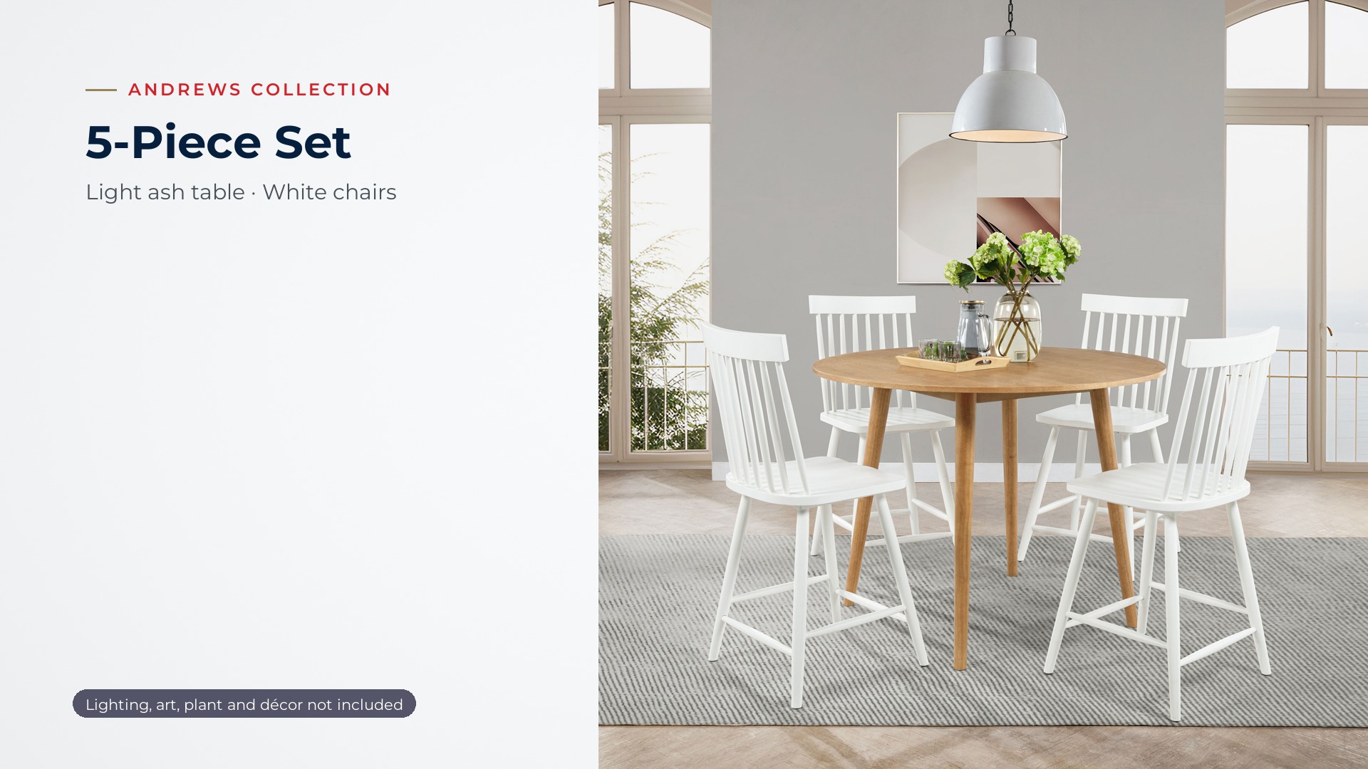 thumbnail video image 2 of Coaster Andrews 5-Piece Round Counter Dining Set, Light Ash and White, 2 of 11