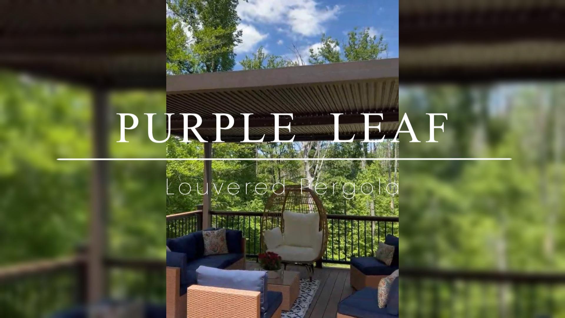 thumbnail video image 2 of PURPLE LEAF 12 X 12 Louvered Pergola 94AS Outdoor Aluminum Adjustable Roof Deck Backyard Garden Hardtop Gazebo Grey, 2 of 10