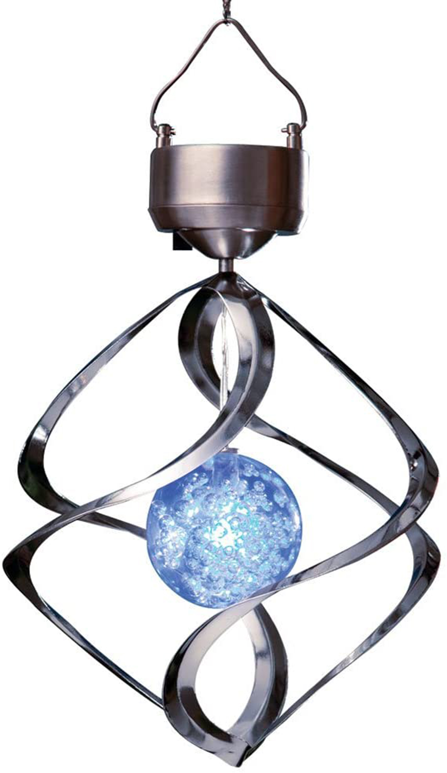 thumbnail video image 2 of Sowaz 14 in. LED Solar Revolving Wind Chimes Hanging Spiral Solar Lights Outdoors Garden Home Lawn Patio Multi Color Changing, 2 of 10