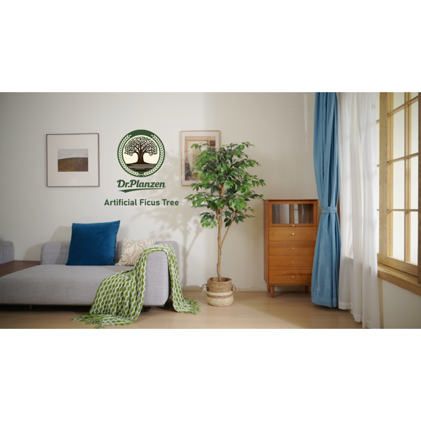 DR.Planzen 5 feet Artificial Ficus Tree, Tall Lifelike Greenery with Natural Wood Trunk for Living Room, office floor and corner decor DR.Planzen 5 feet Artificial Ficus Tree, Tall Lifelike Greenery with Natural Wood Trunk for Living Room, office floor and corner decor - Image 2