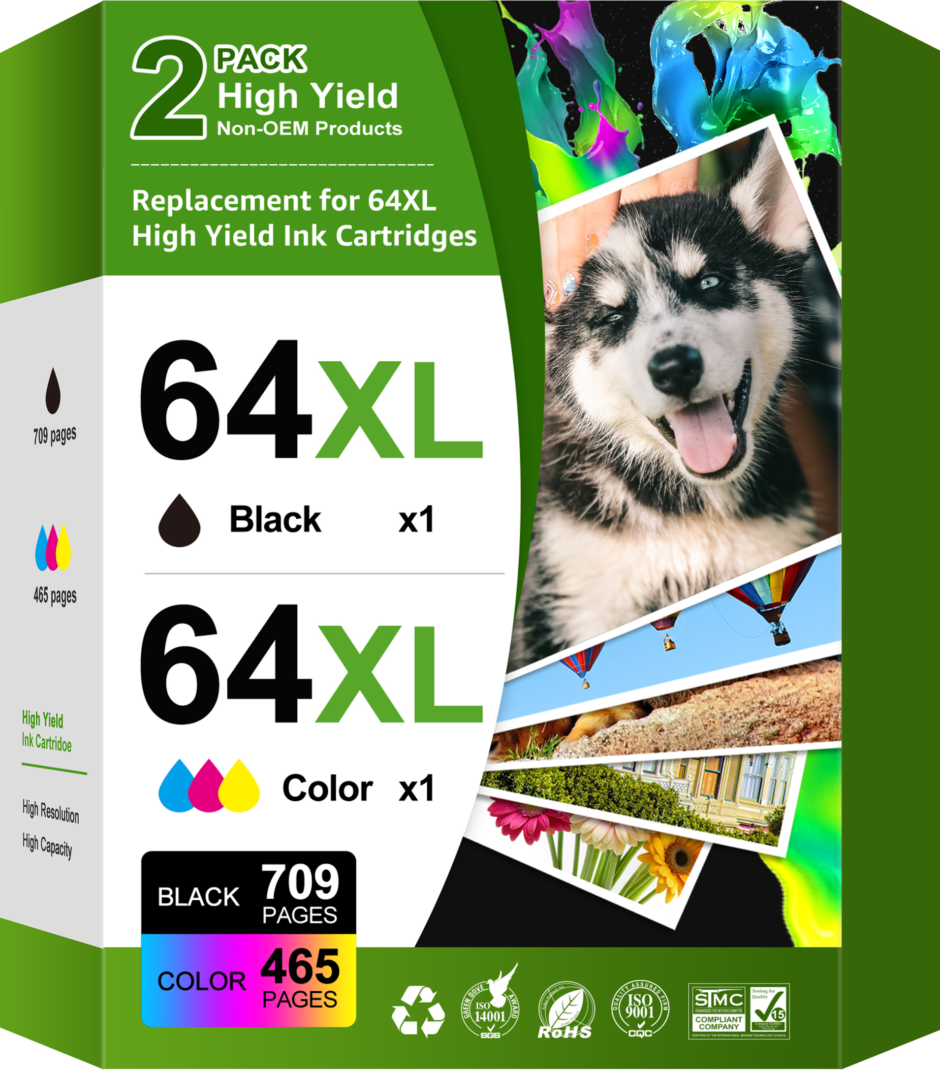thumbnail video image 2 of 64XL Ink Cartridges Compatible for HP 64 Ink Cartridges HP Ink 64 XL 7858 7855 7155 7255e 7955e, 2 of 9