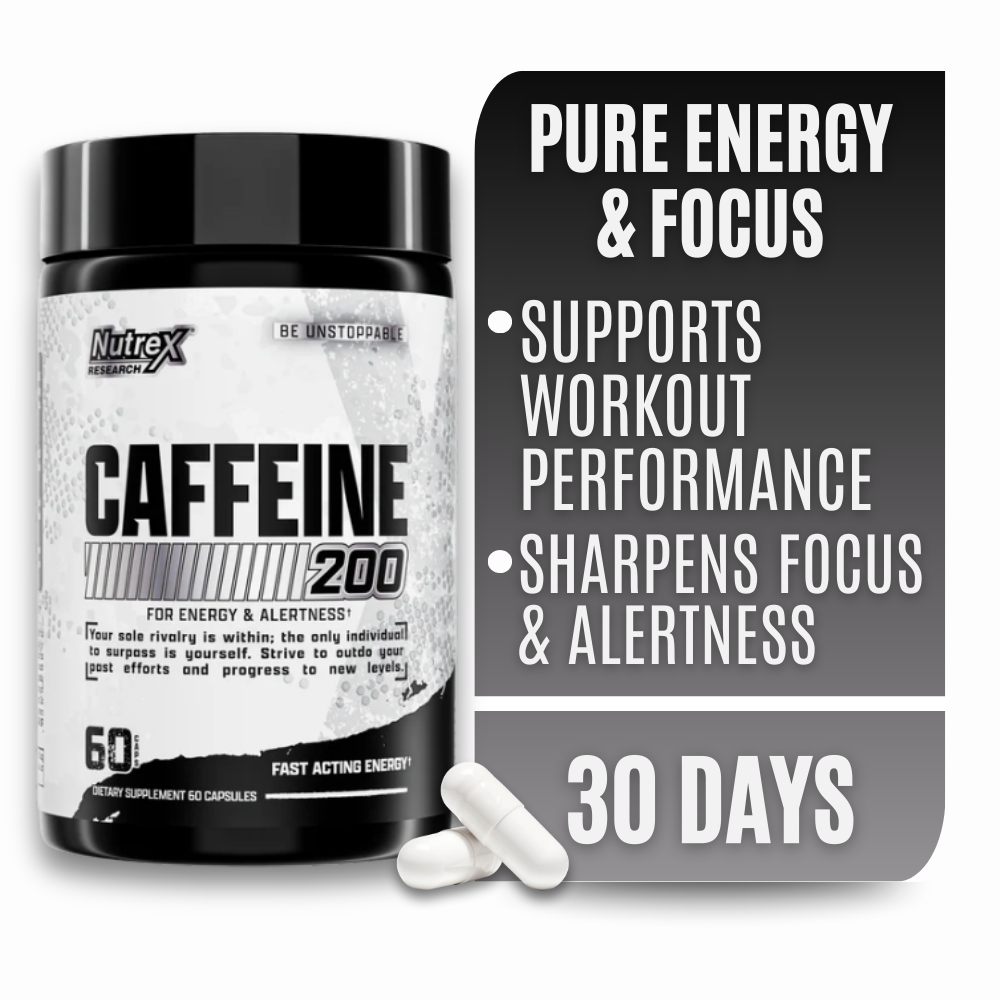 thumbnail video image 2 of Nutrex Research Caffeine 200 Energy and Focus Workout Support 60 Capsules, 2 of 7