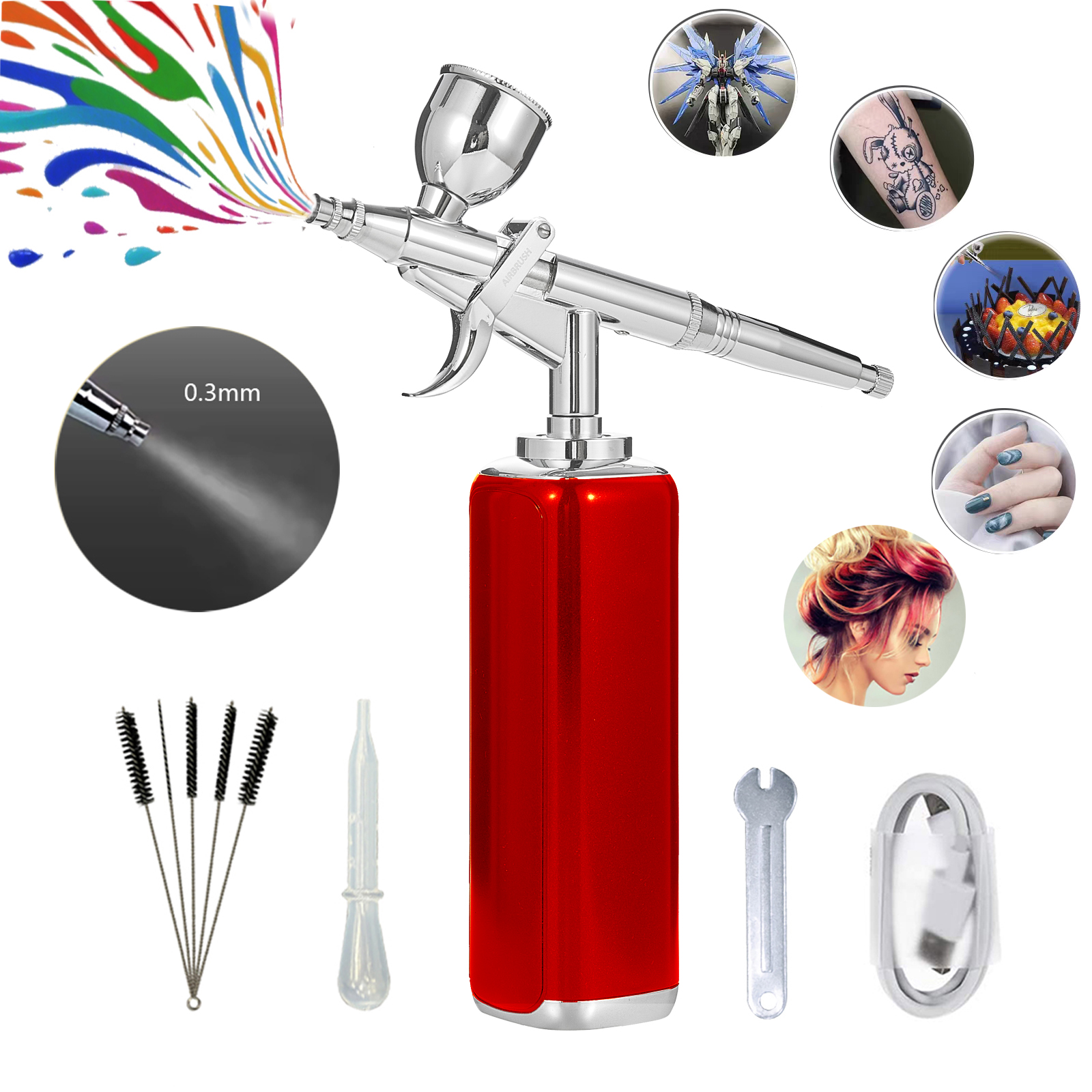 thumbnail video image 2 of Airbrush for Nails Cordless Airbrush Kit with Compressor for Painting, Adjustable 30PSI Handheld Mini Air Brush Gun Set,High Pressure Nail Airbrush Machine for Art,Painting,Model, 2 of 2