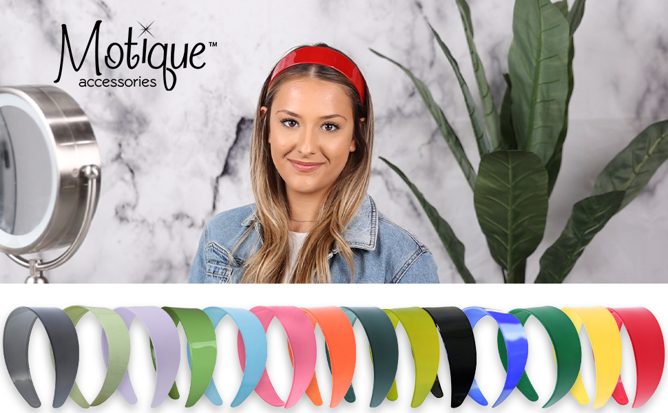 Motique Accessories Pale Green 2 inch Hard Plastic Headband with