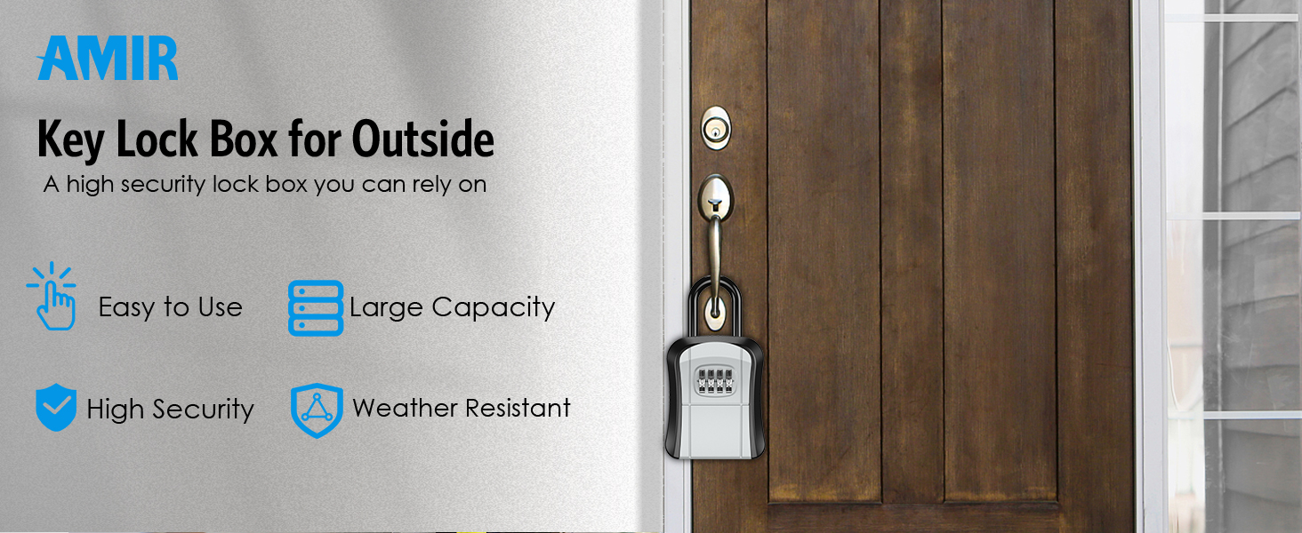 thumbnail video image 2 of Key Lock Box, AMIR Key Box with Removable Shackle 5 Keys Capacity Key Safe Box for Home Warehouse Garage 2 PCS, 2 of 11