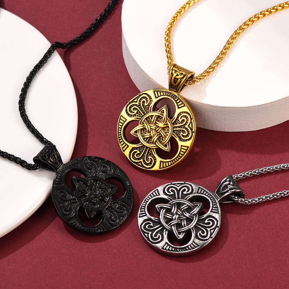 thumbnail video image 2 of FaithHeart Celtic Knot Necklace for Men Women Stainless Steel Vintage Pendant Medallion Amulet Girlfriend Birthday Christmas Fathers Mothers Day Jewelry Gift, 2 of 8