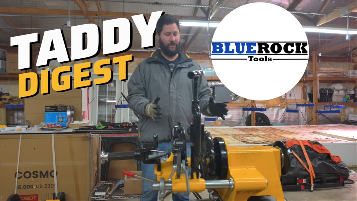 thumbnail video image 2 of BLUEROCK PTM-300 Pipe Threading Kit includes PD-300 Power Drive, PTK-300 Threading Kit Assembly, OB-22 Oiler Bucket and H300 Tripod Stand, 2 of 9