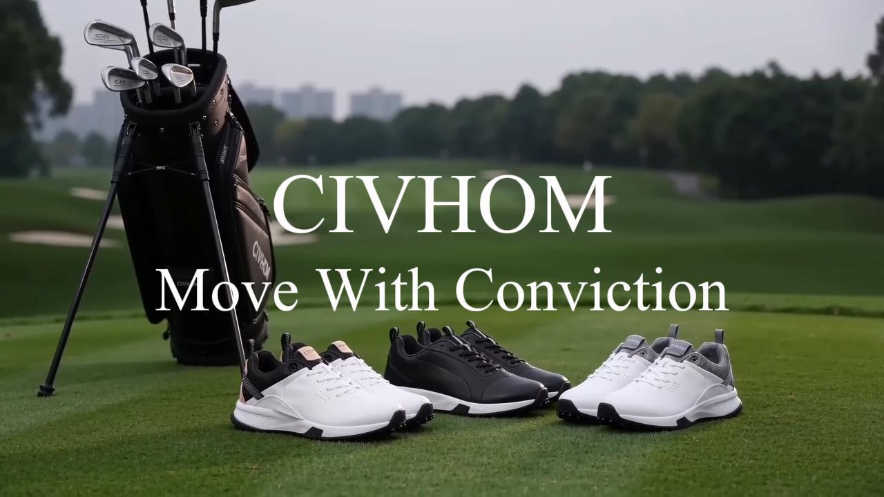 thumbnail video image 2 of CIVHOM Men's Women's Golf Shoes Lightweight Waterproof Spikeless Golf Footwear with Non US Slip Outsole for All US Day Comfort, 2 of 11