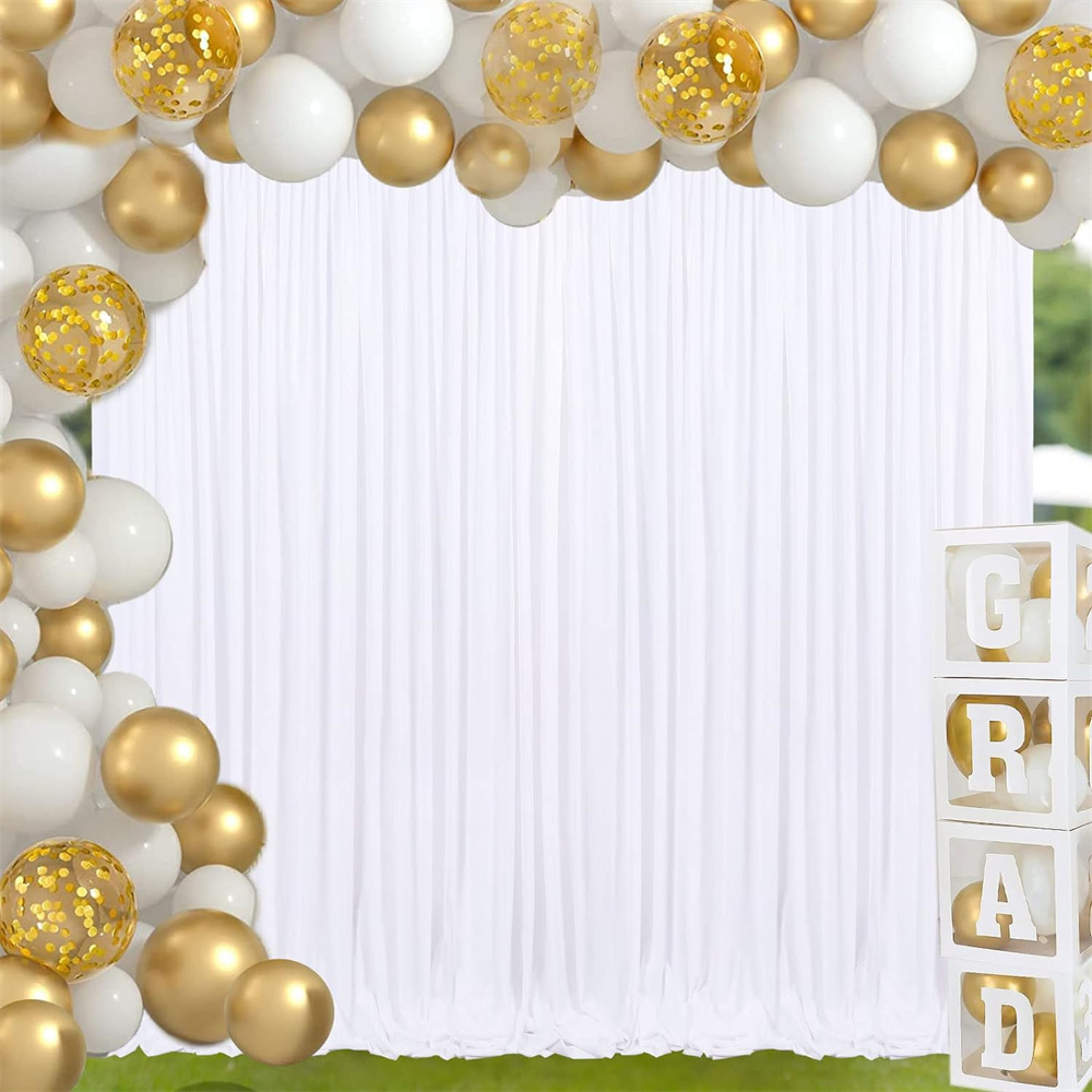 thumbnail video image 2 of Soar Dream 5ftx8ft White Backdrop Curtains 2 Panels White Drape for Backdrop, 2 of 4