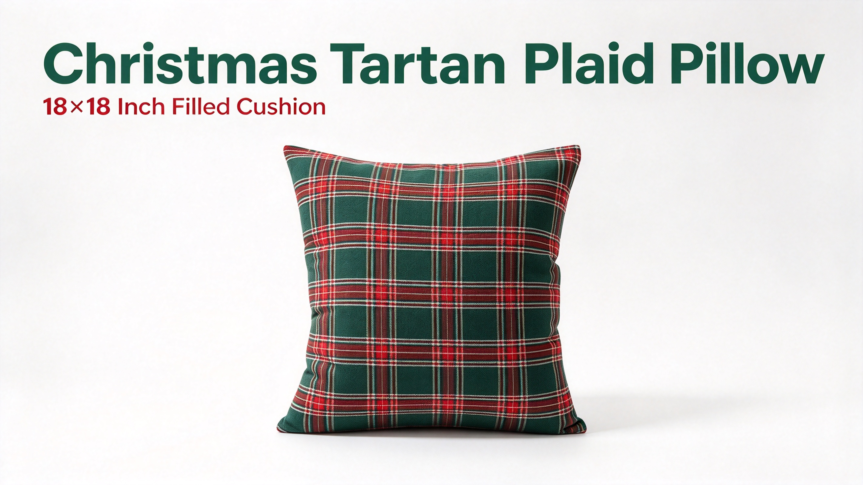 thumbnail video image 2 of Christmas Tartan Plaid Throw Pillow 18x18 Inch Filled Decorative Cushion Holiday Red Green Plaid Pillow for Sofa Couch Living Room Home Decor, 2 of 7