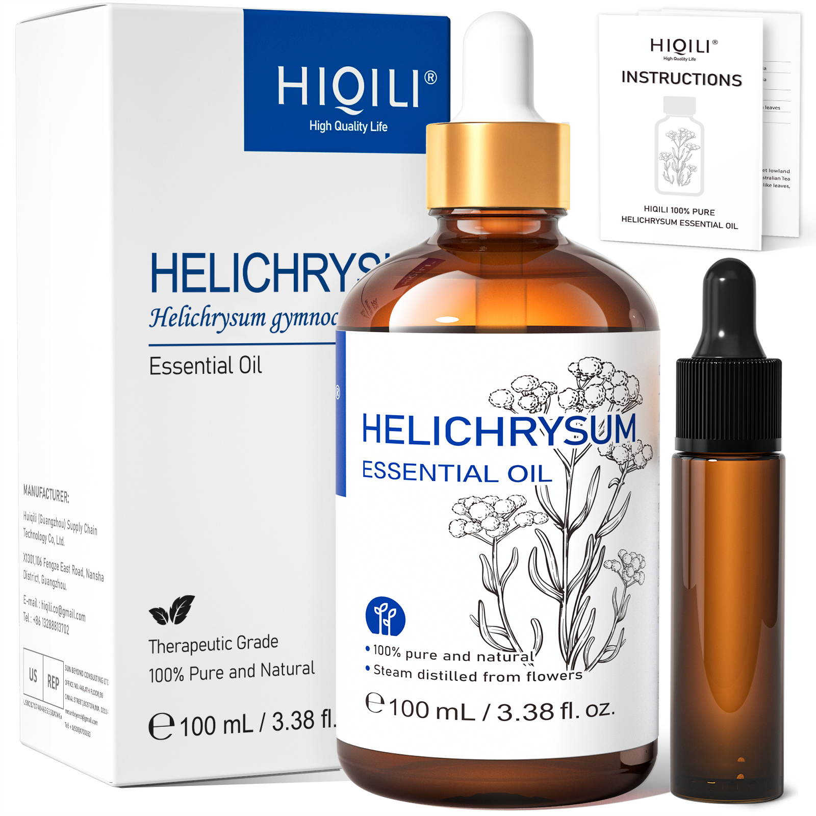 thumbnail video image 2 of HIQILI Helichrysum Essential Oil, Pure Undiluted for Skin Nourish, Massage, Soothing, Diffuser-100mL, 2 of 7