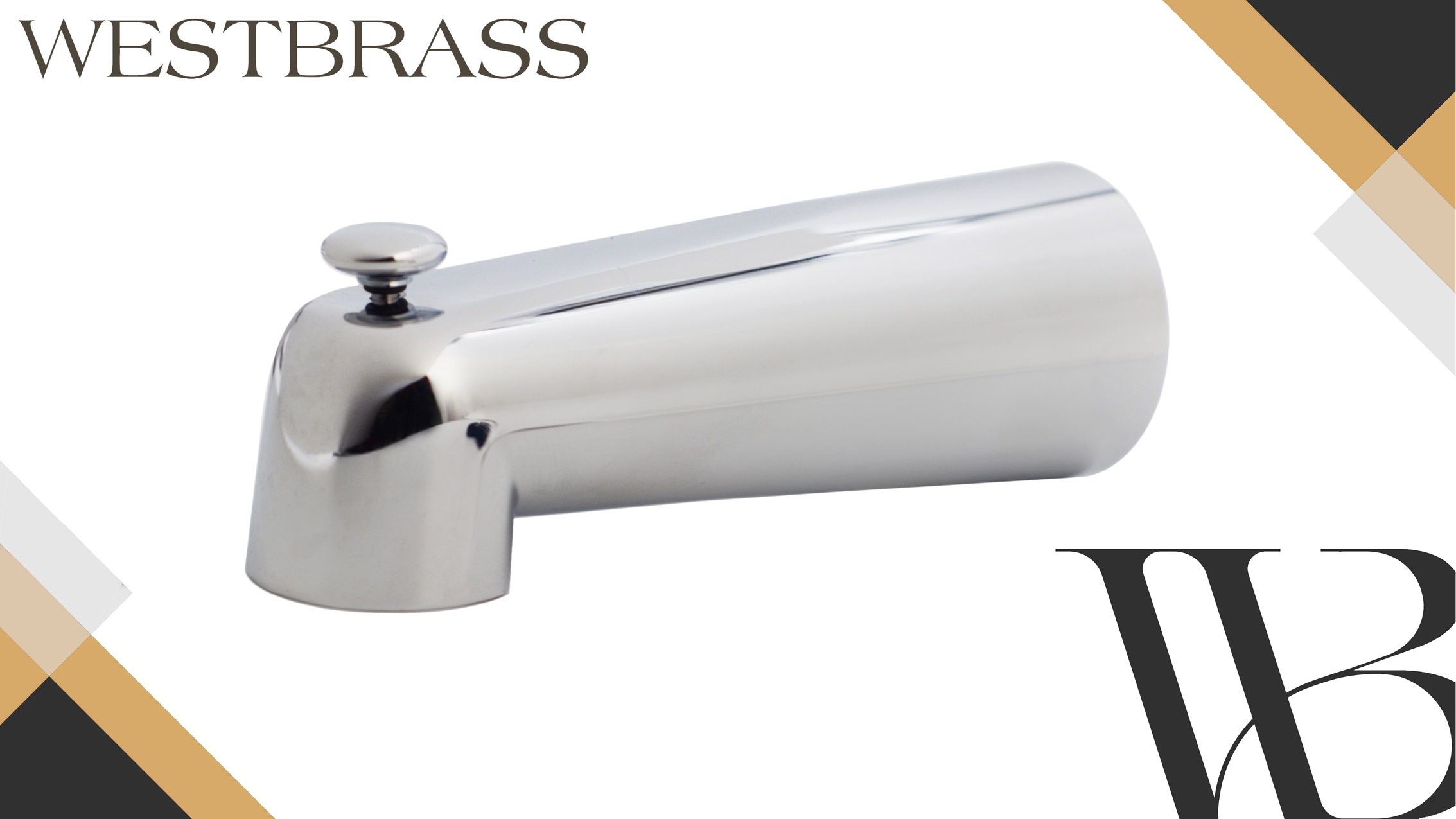 thumbnail video image 2 of Westbrass 7" Reach Wall Mount Tub Spout with Diverter, Polished Chrome, 2 of 10