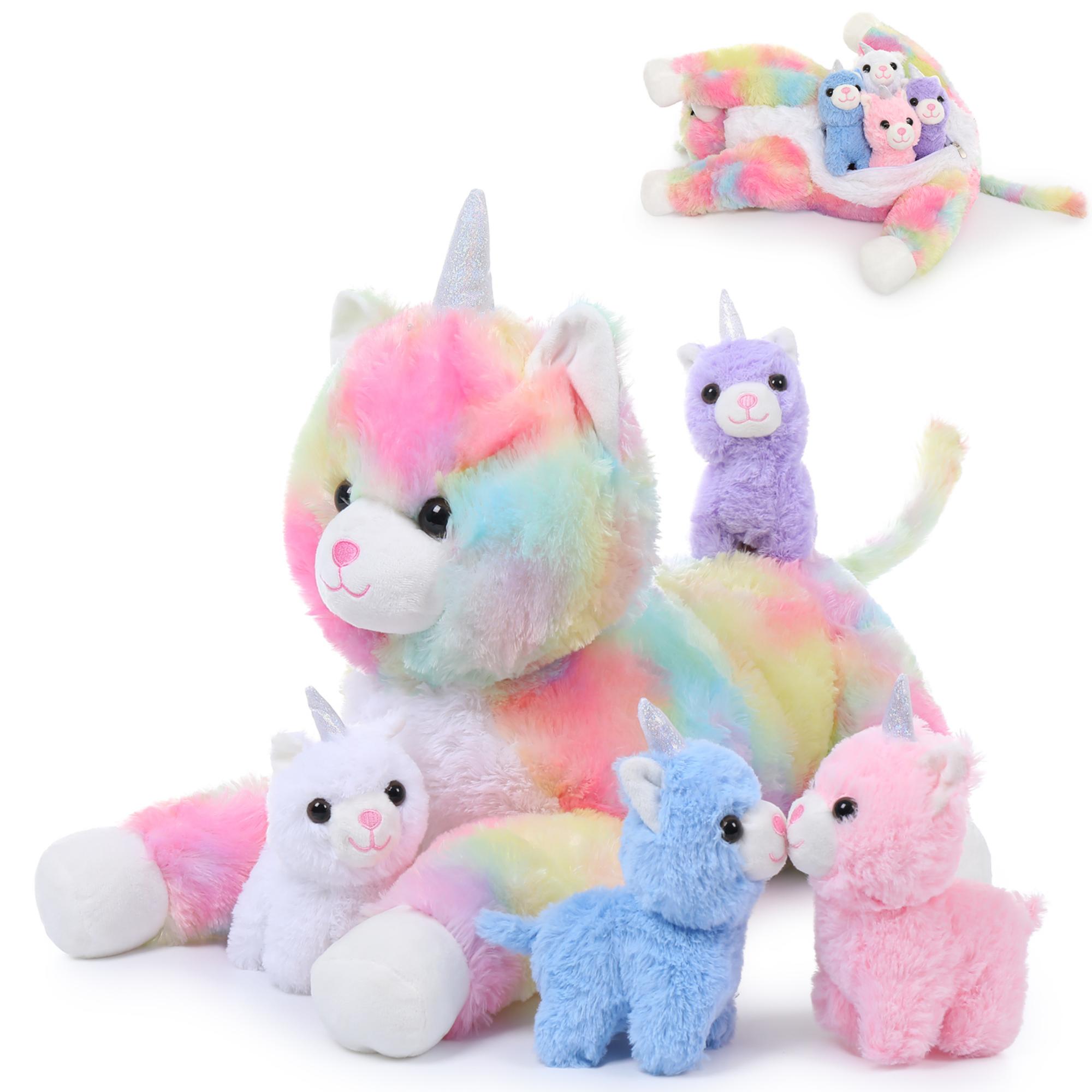 thumbnail video image 2 of MorisMos 24" Cat Stuffed Animal Mommy Cat and 4 Baby Kitty Plush Toys, 2 of 8