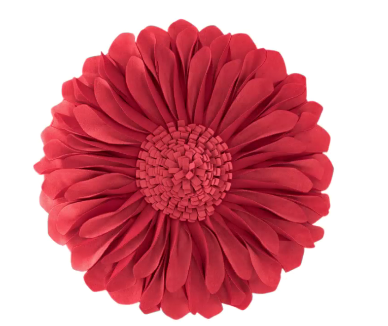 thumbnail video image 2 of JWH Decorative Round Suede Flower Throw Pillows with Insert for Bed Sofa 14 inch Orange Red, 2 of 12
