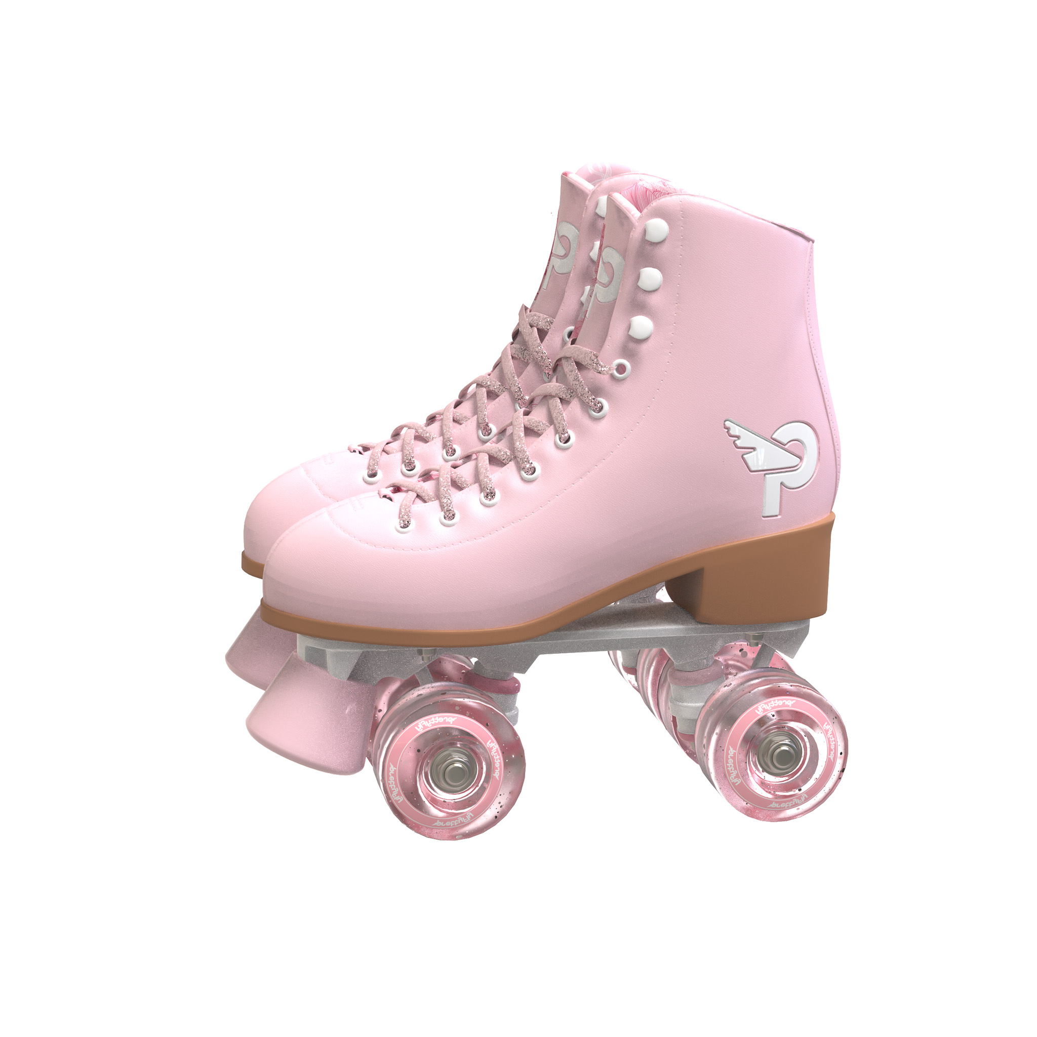 Super Cute Chicago Ladies Classic Quad Roller Skates Pink Stops Pom Poms  Size 7