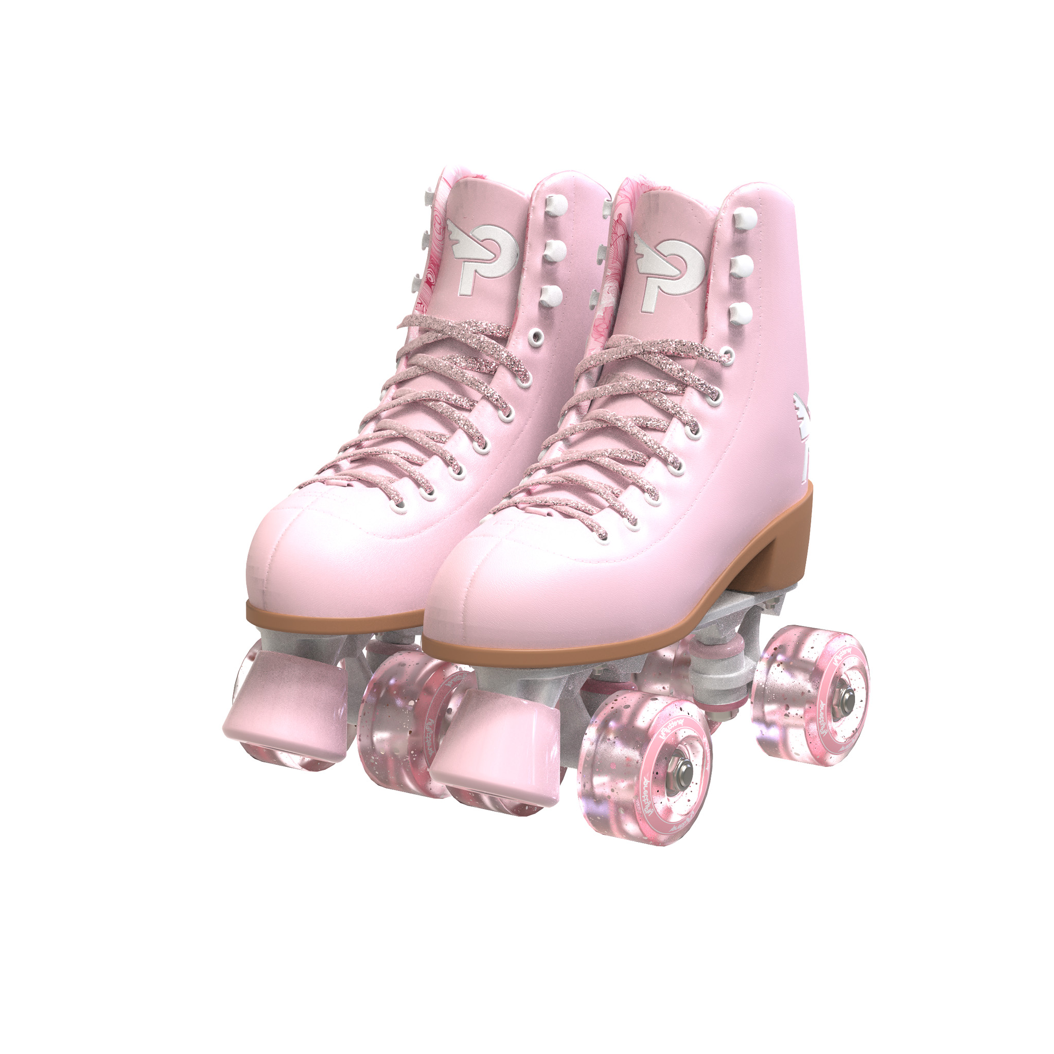 Super Cute Chicago Ladies Classic Quad Roller Skates Pink Stops Pom Poms  Size 7