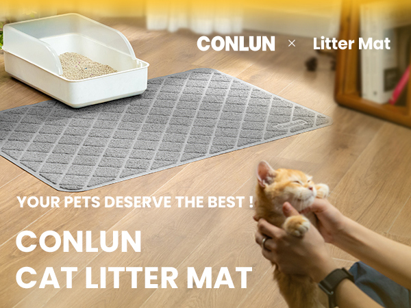 thumbnail video image 2 of Conlun Cat Litter Mat, 24" x 17" Premium Durable PVC, Non-Slip, Less Waste, Urine Waterproof, 2 of 10