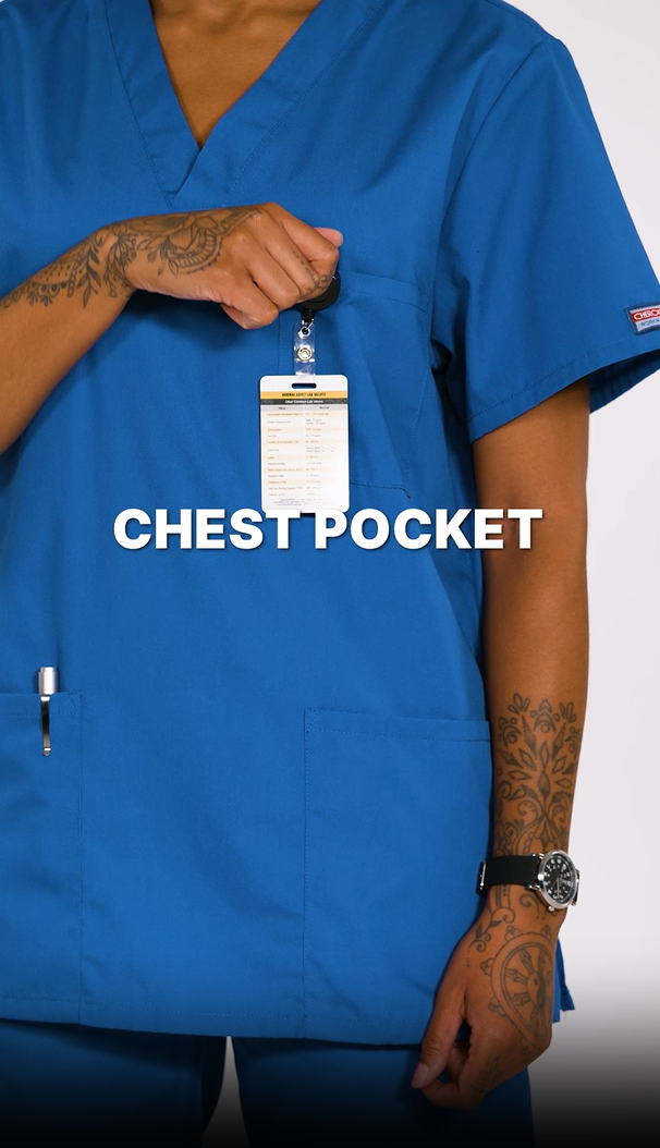 thumbnail video image 2 of Cherokee Workwear Originals Men & Women's Scrubs Top V-Neck 4876, 2 of 10