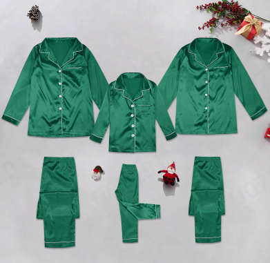 thumbnail video image 2 of HNMKIU Button Down Pajamas Sets Solid Two Piece Family Matching Sleepwear Loungewear Long Sleeve Nightwear Green,Men:XL, 2 of 9