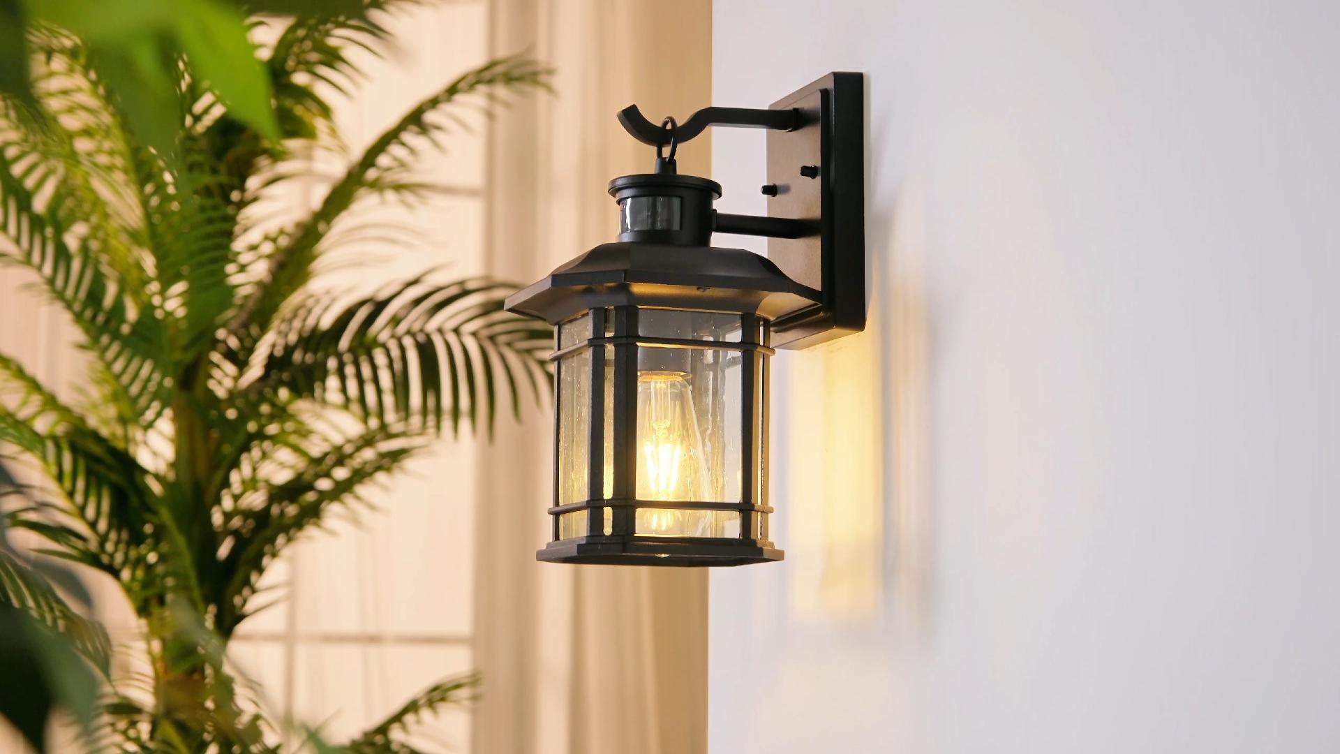 thumbnail video image 2 of VIANIS 2 Pack Motion Lights for Outside, Dusk to Dawn Exterior Lighting Fixtures, Bronze Front Porch Light Lantern, Waterproof Outside Lights for House, Porch, Entryway, Oil Rubbed Bronze, Anti-Rust, 2 of 10