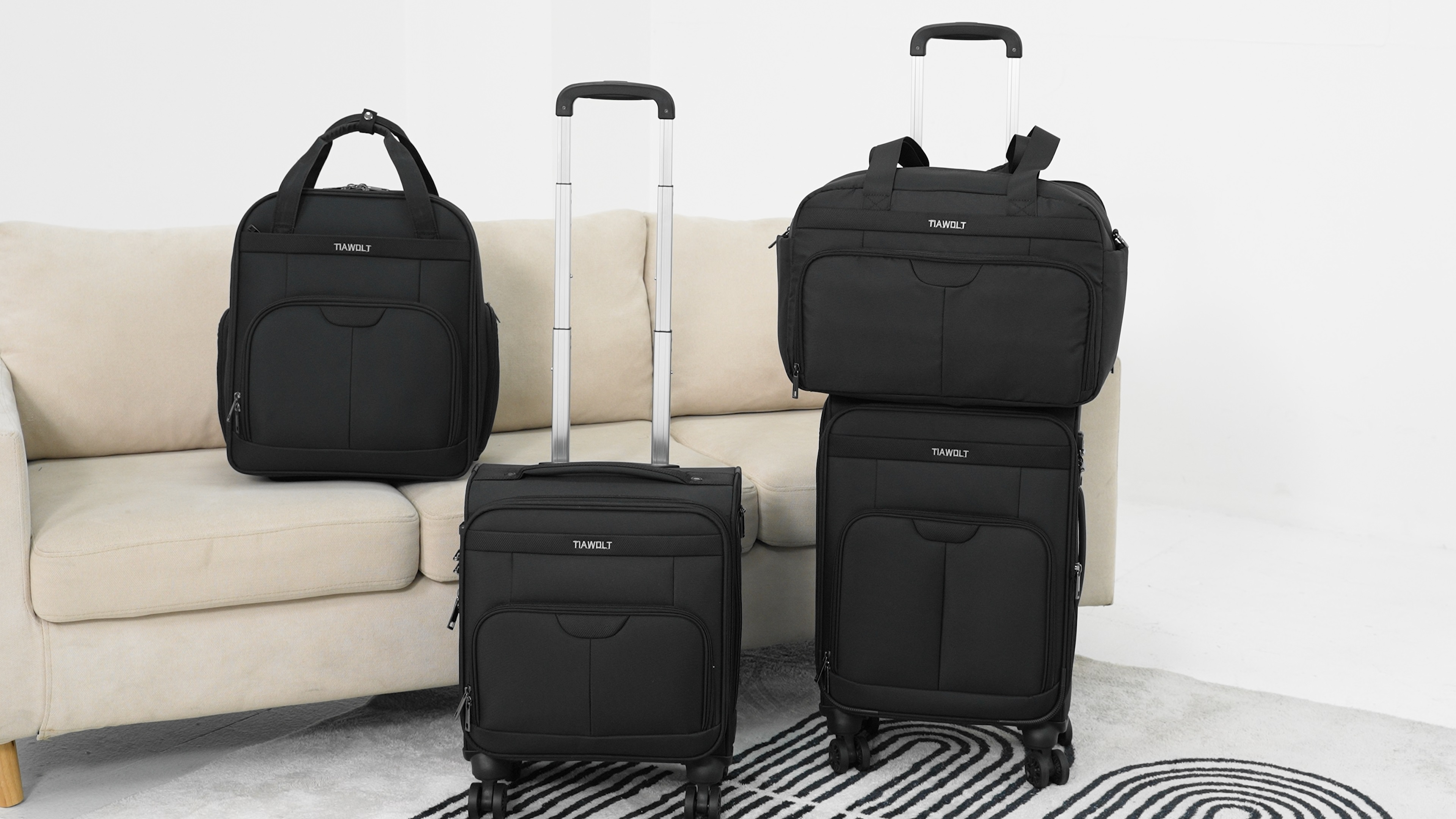 thumbnail video image 2 of TIAWOLT Travel Duffel Bag Personal Item Bag Carry-On UnderSeat Travel Tote Overnight Weekender Bag Expandable Duffel Underseat Bag with Adjustable Strap, Black, 2 of 8