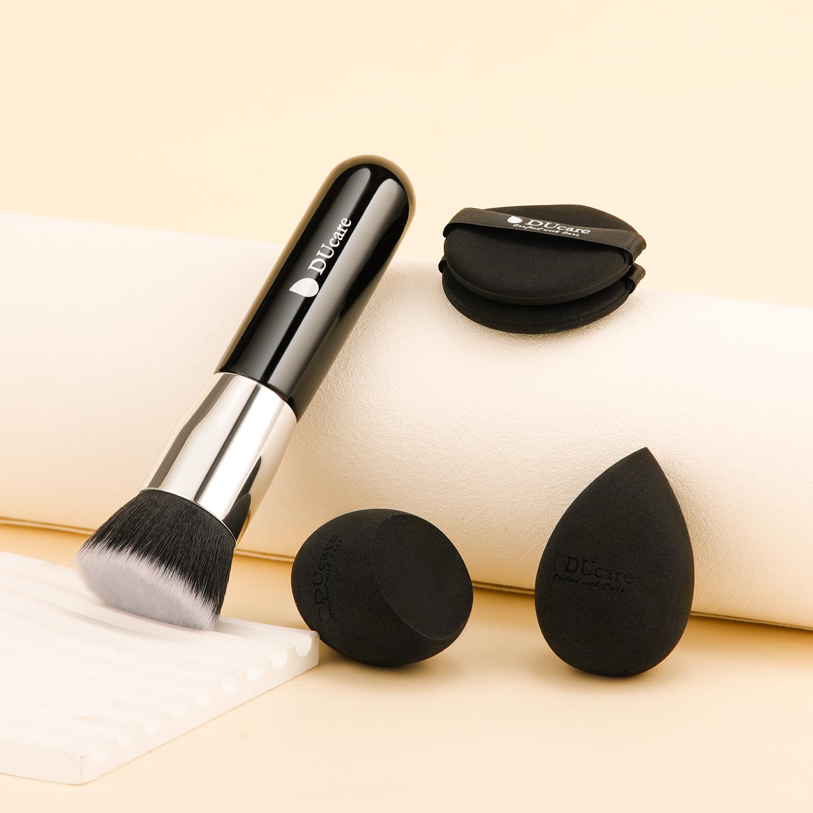 thumbnail video image 2 of DUcare Makeup Sponges with Foundation Brush Makeup Puff Blending Foundation Sponge for Liquid BB Cream Mineral Powder Buffing Stippling, 2 of 9