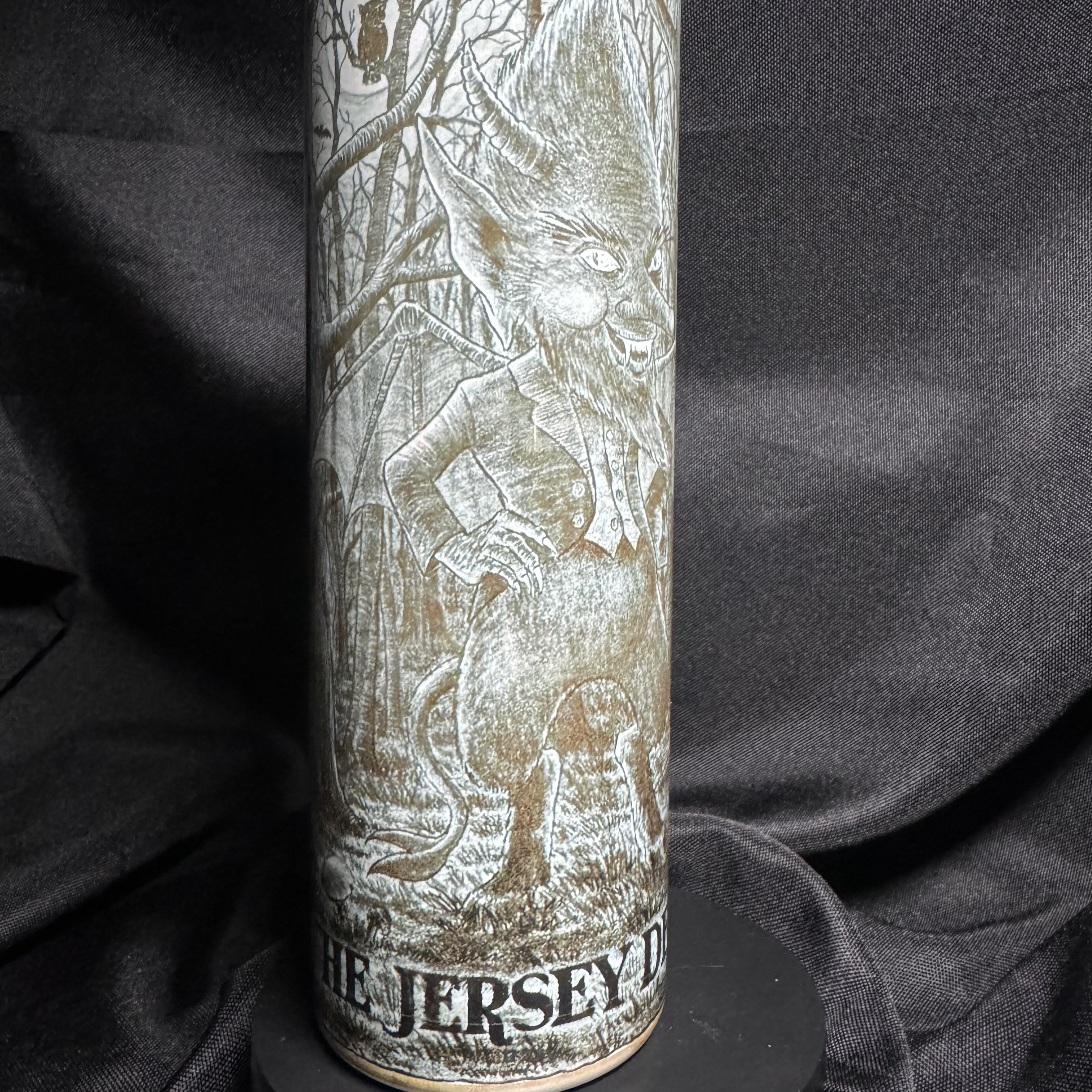 thumbnail video image 2 of 20 oz Skinny Stainless Steel Sublimated “The Jersey Devil” Jersey Folklore Tumbler, 2 of 10