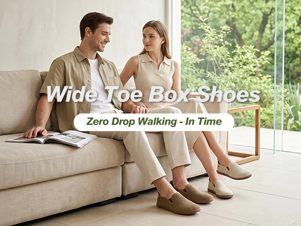 thumbnail video image 2 of HOBIBERA Women Wide Toe Box Zero‑Drop Barefoot Slip‑on Walking Shoes, Lightweight Embroidered Orthopedic Sneakers for Nurse Work, 2 of 7