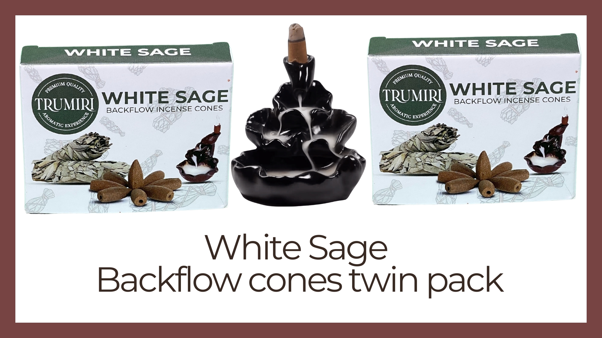 thumbnail video image 2 of White Sage Backflow Incense Cones - Total 20 Incense Cones Waterfall - Dual Pack of 10 Incense Backflow Cones - Waterfall Incense Cones - Incense Waterfall Cones, 2 of 10