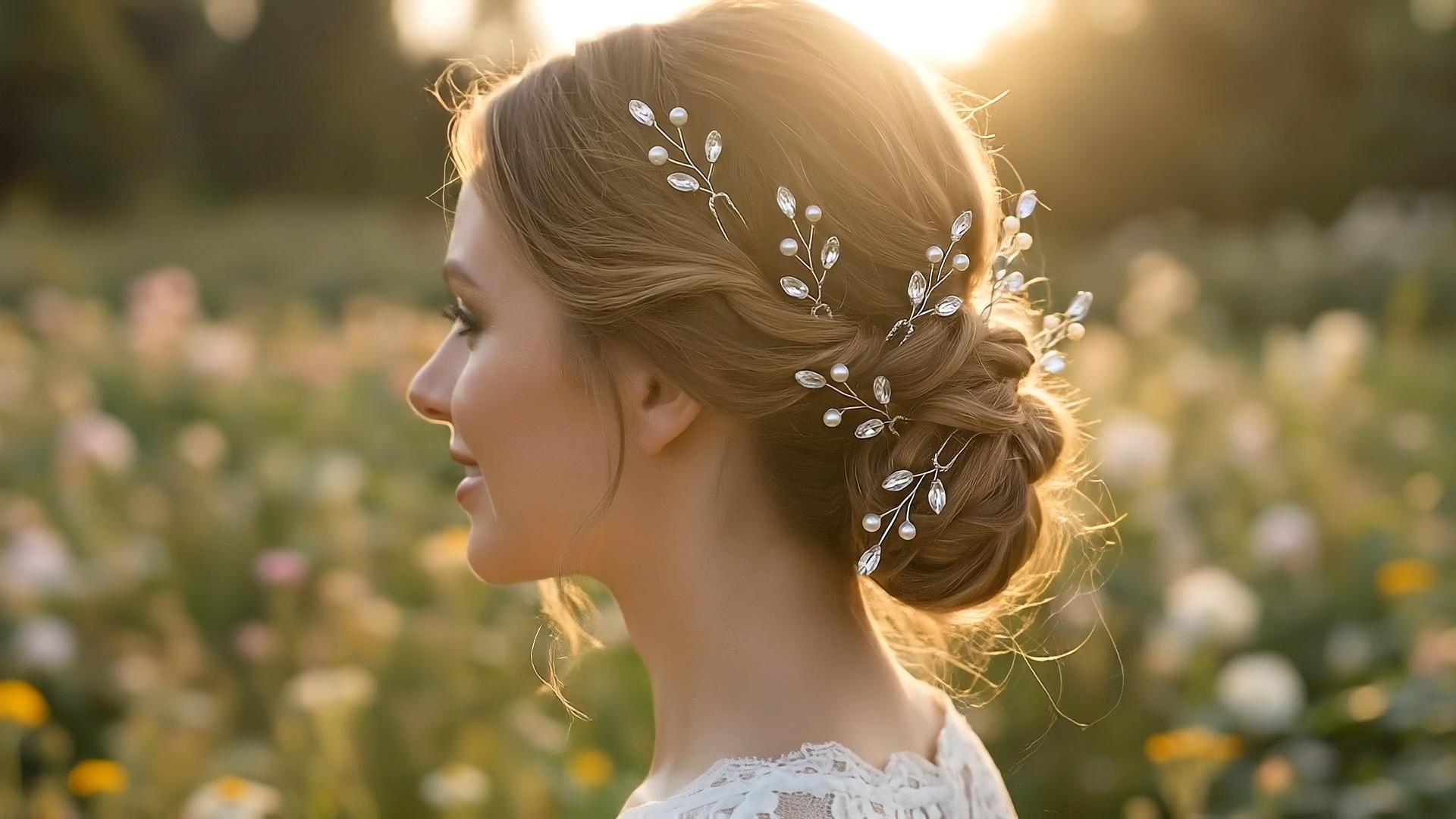 thumbnail video image 2 of MIALLO Set of 6 Silver Bridal Hair Pins, Pearl and Crystal Wedding Hair Accessories for Brides & Bridesmaids, U-Shaped Hair Forks, 2 of 7