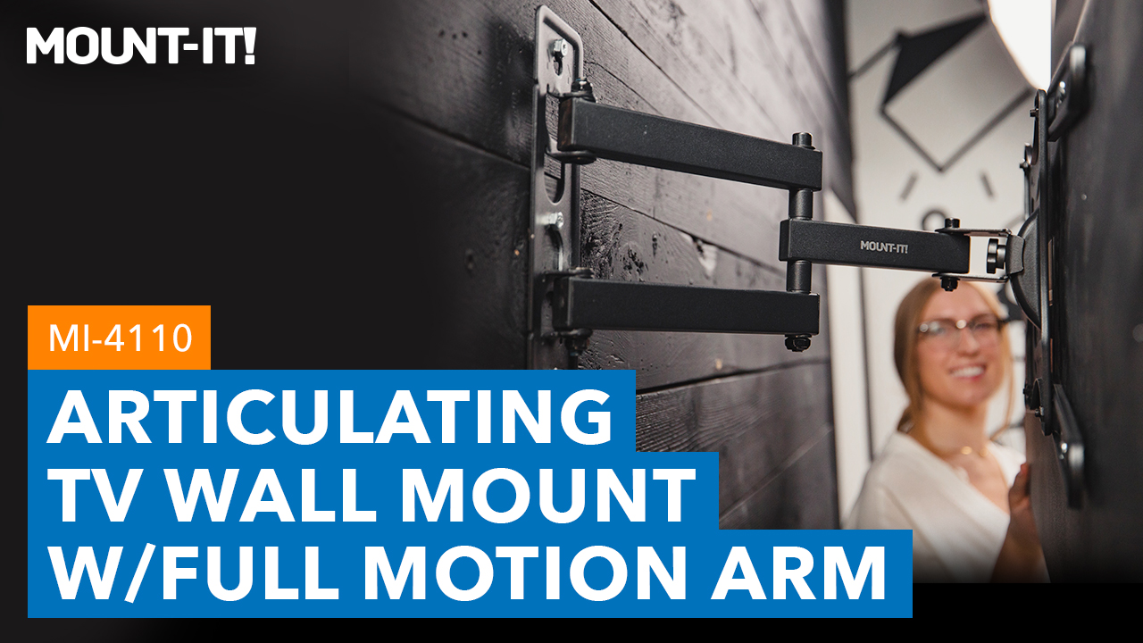 thumbnail video image 2 of Mount-It! Full Motion TV Wall Mount with Swivel Arm for 23–55 Inch Flat Screen TVs Inch – HDMI Cable Included – Tilt, Swivel, Extend – VESA 400x400 – Wall Mount Bracket for 23, 24, 25, 26, 27, 28, 29, 2 of 11
