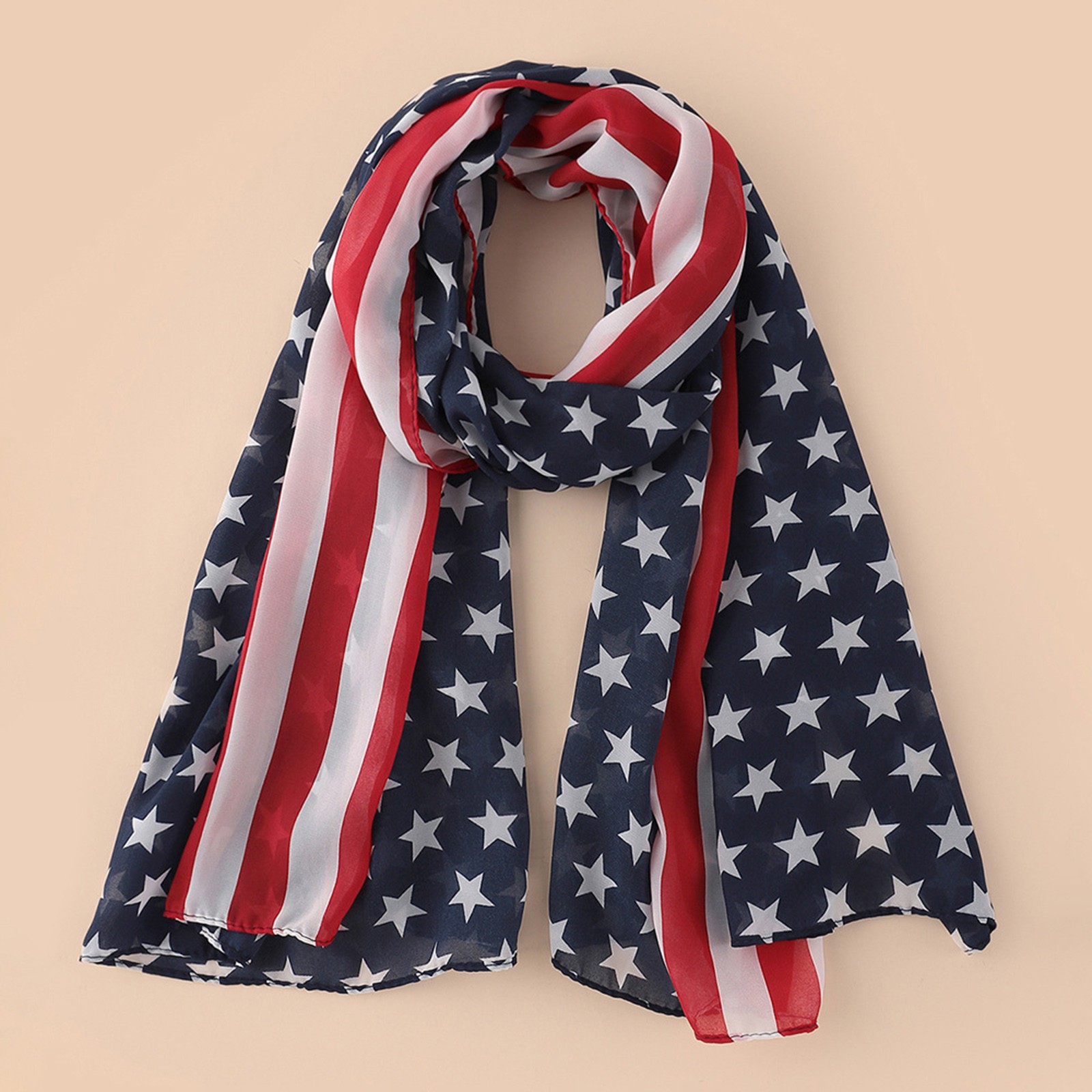 thumbnail video image 2 of BKQCNKM Fourth of July Scarf, Fourth of July Accessories, Chiffon Scarf, Independence Day Accessories American Flag Scarf, Patriotic Scraf for Women, Red B, 2 of 7