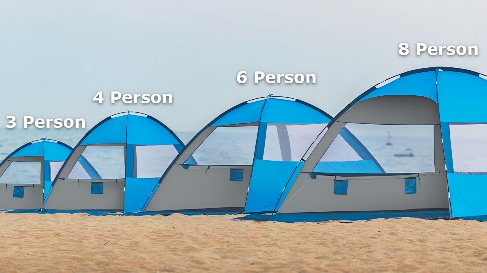 thumbnail video image 2 of COMMOUDS Beach Tent for 3 Person, Easy Set-up Sunshade Canopy, UPF 50+UV Protection (Turquoise), 2 of 10