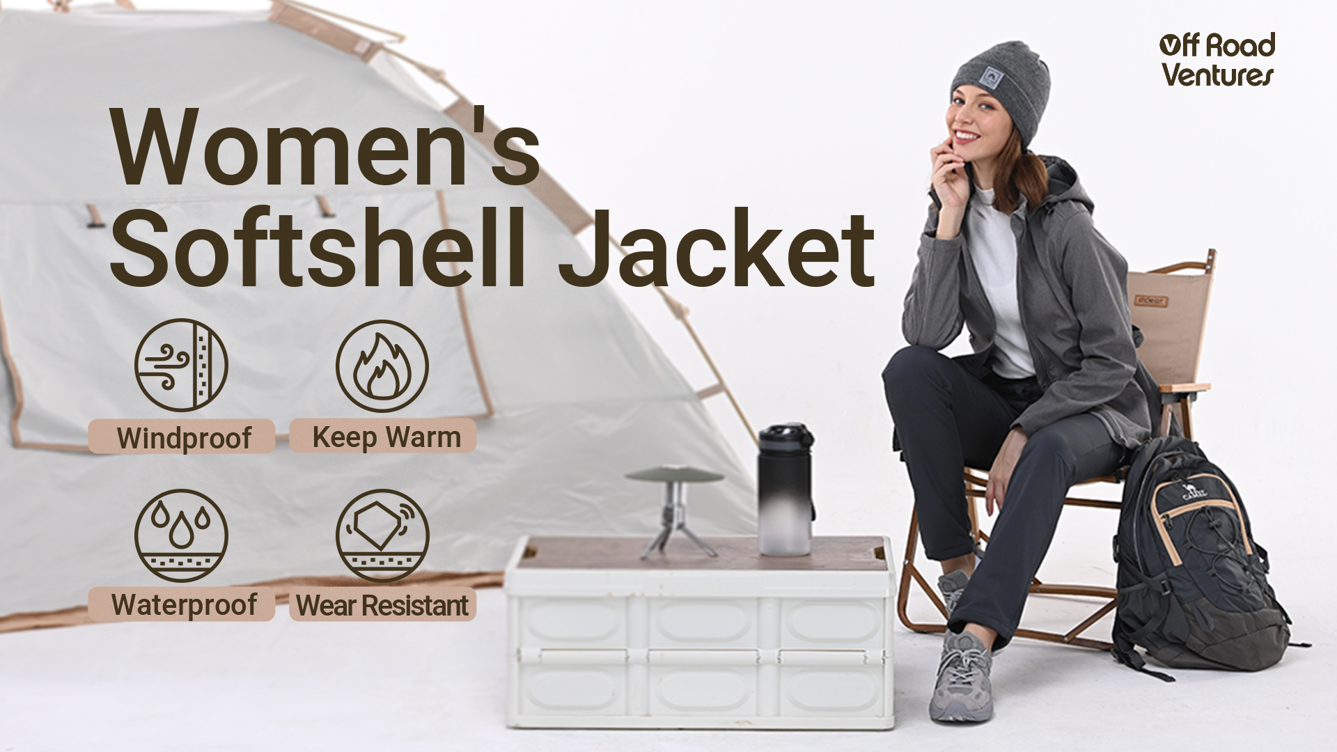 thumbnail video image 2 of Off Road Ventures Women's Fleece Lined Softshell Jacket Lightweight Waterproof Warm Windbreaker Hooded Jacket for Winter Outdoor, 2 of 8