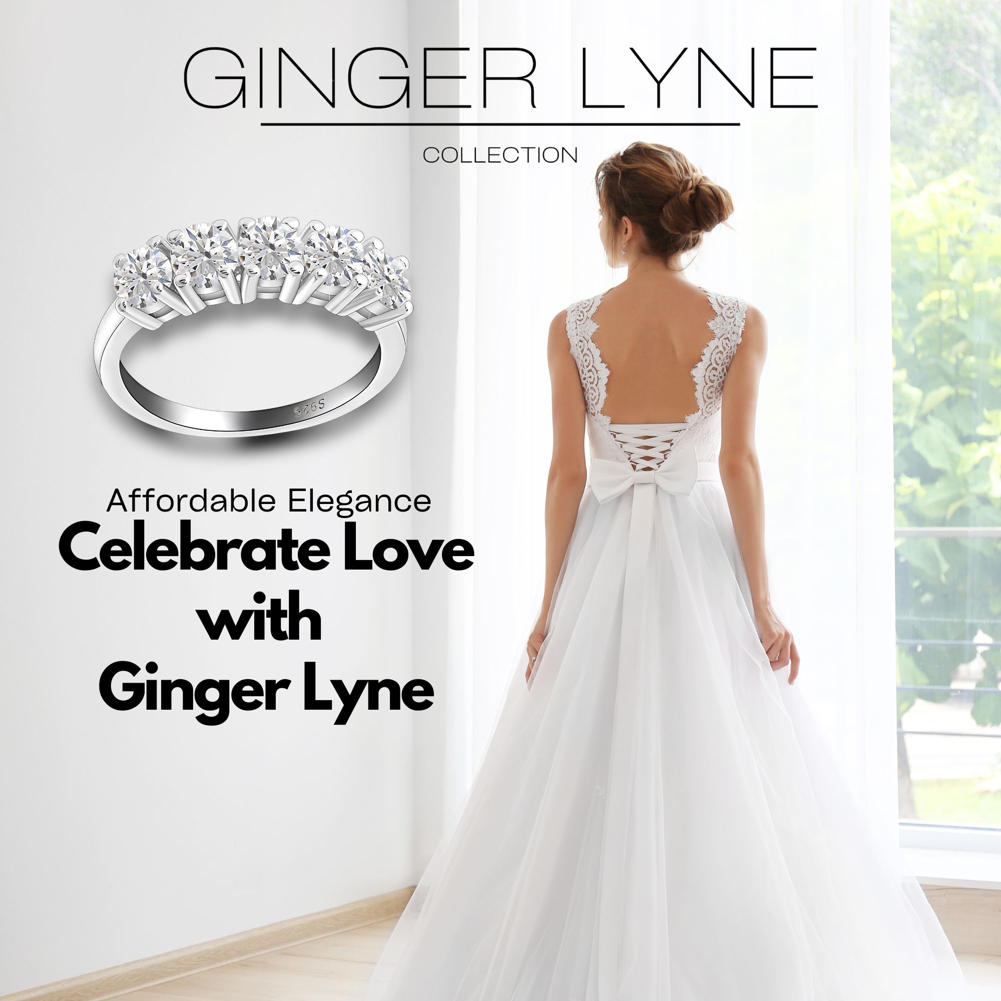thumbnail video image 2 of Le Bella Anniversary Ring for Women Wedding Band Ring Cz Sterling Silver by Ginger Lyne, 2 of 7