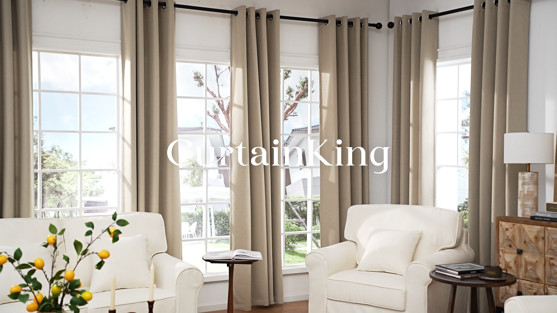 thumbnail video image 2 of CURTAINKING Room Darkening Curtains 95 inch Black Bedroom Living Room Window Curtain Set Thermal Insulated Drapes Grommet Top 2 Panels, 2 of 9