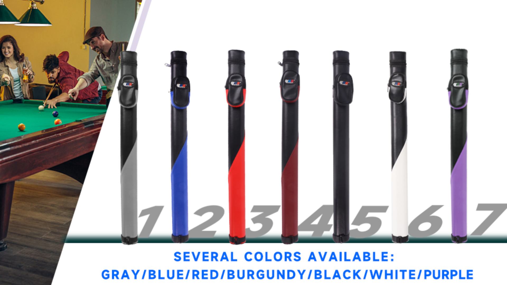 thumbnail video image 2 of GSE Games & Sports Expert 1x1 Deluxe Hard Leatherette Billiard Cue Case. Pool Cue Stick Carrying Case, Billiard Pool Cue Accessories (7 Colors Available), 2 of 8