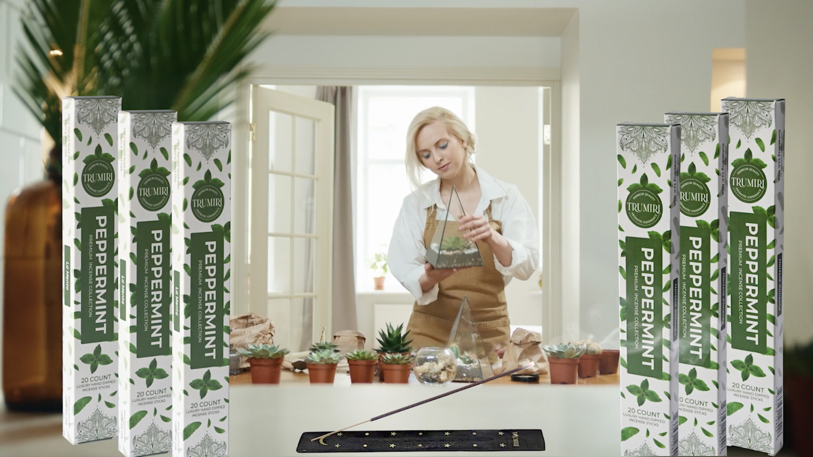 thumbnail video image 2 of Peppermint Incense Sticks - Total 120 Insence-Sticks - 6 Packs of 20 Insense - Inciensos - Inscents - Natural Non Toxic Ingredients - Incents - Incence - Inscense - Insents, 2 of 8