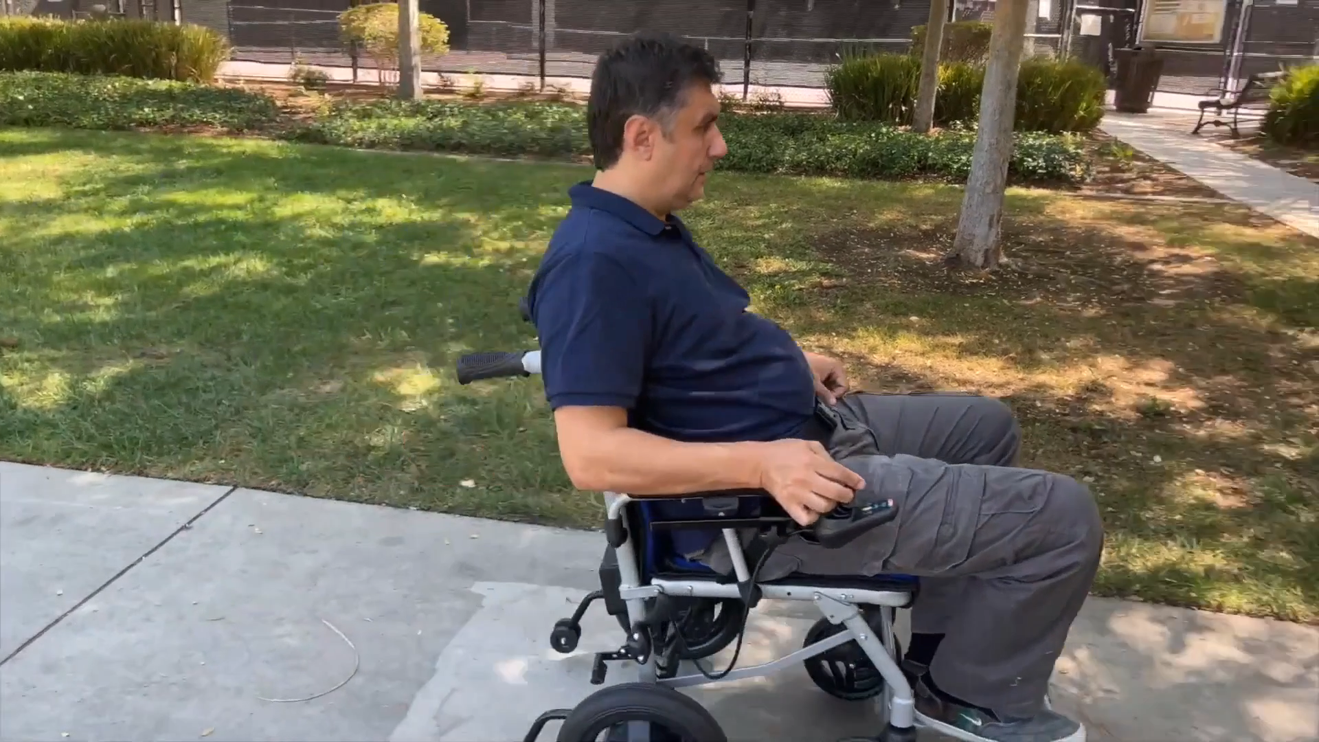 thumbnail video image 2 of Alton Mobility -KANO- (only 35lbs) Foldable Electric Wheelchair, Travel Size, User-Friendly - Blue, 2 of 17