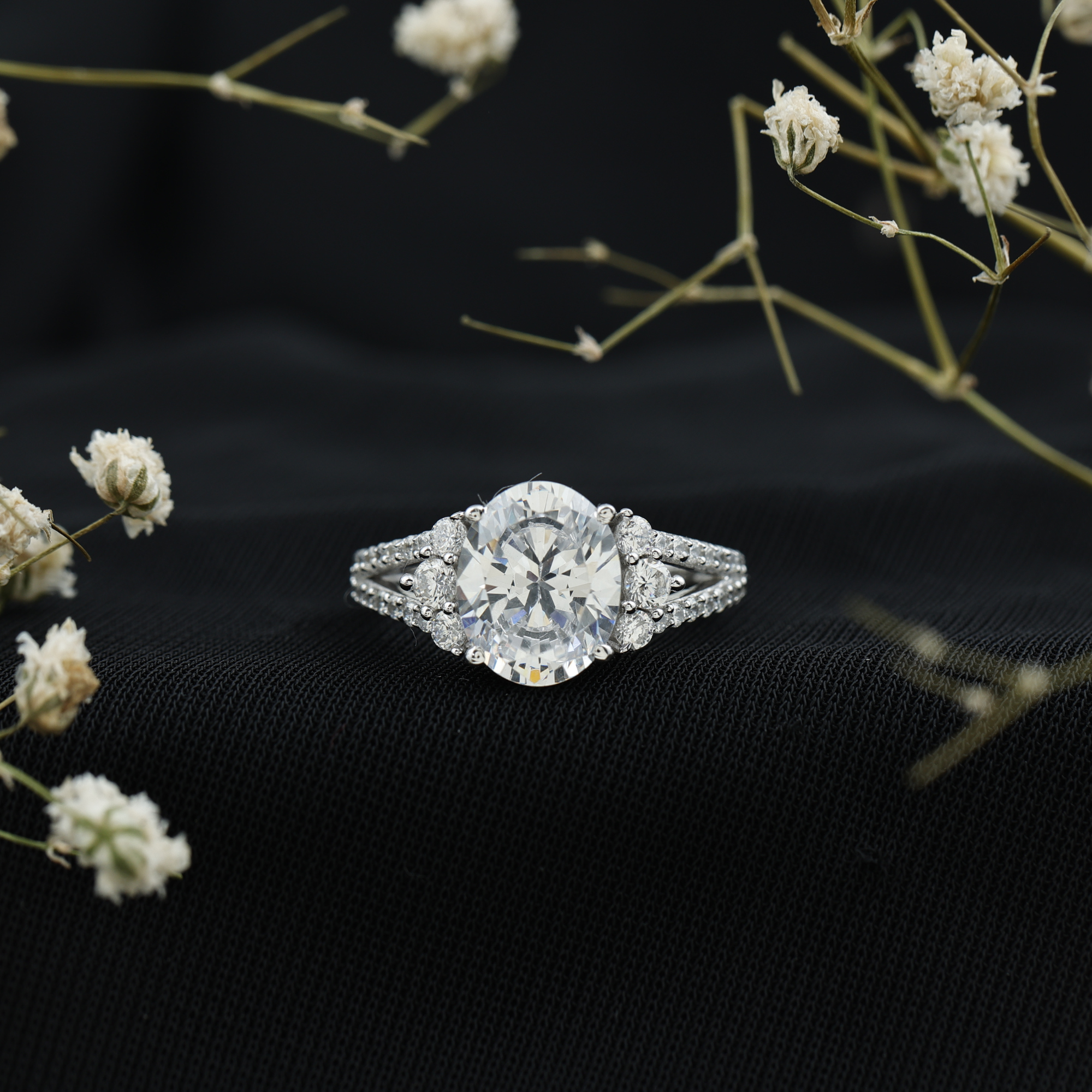 thumbnail video image 2 of Rosec Jewels - Sterling Silver Zircon Ring (AAAA Quality, 6x8 mm Oval) - CZ Engagement Ring for Women - 1 ct CZ Ring, US 5.00, 2 of 9