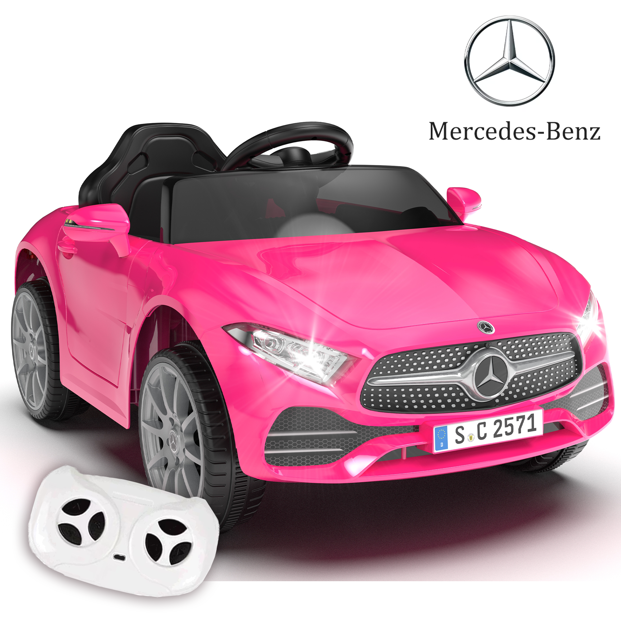 thumbnail video image 2 of Xuanlur Licensed Benz CLS 350 12V Electric Ride on Toys with Parent Remote Control, Spring Suspension, Electric Car for Kids, Power Car Wheels with Bluetooth Music, LED Lights (Red), 2 of 8