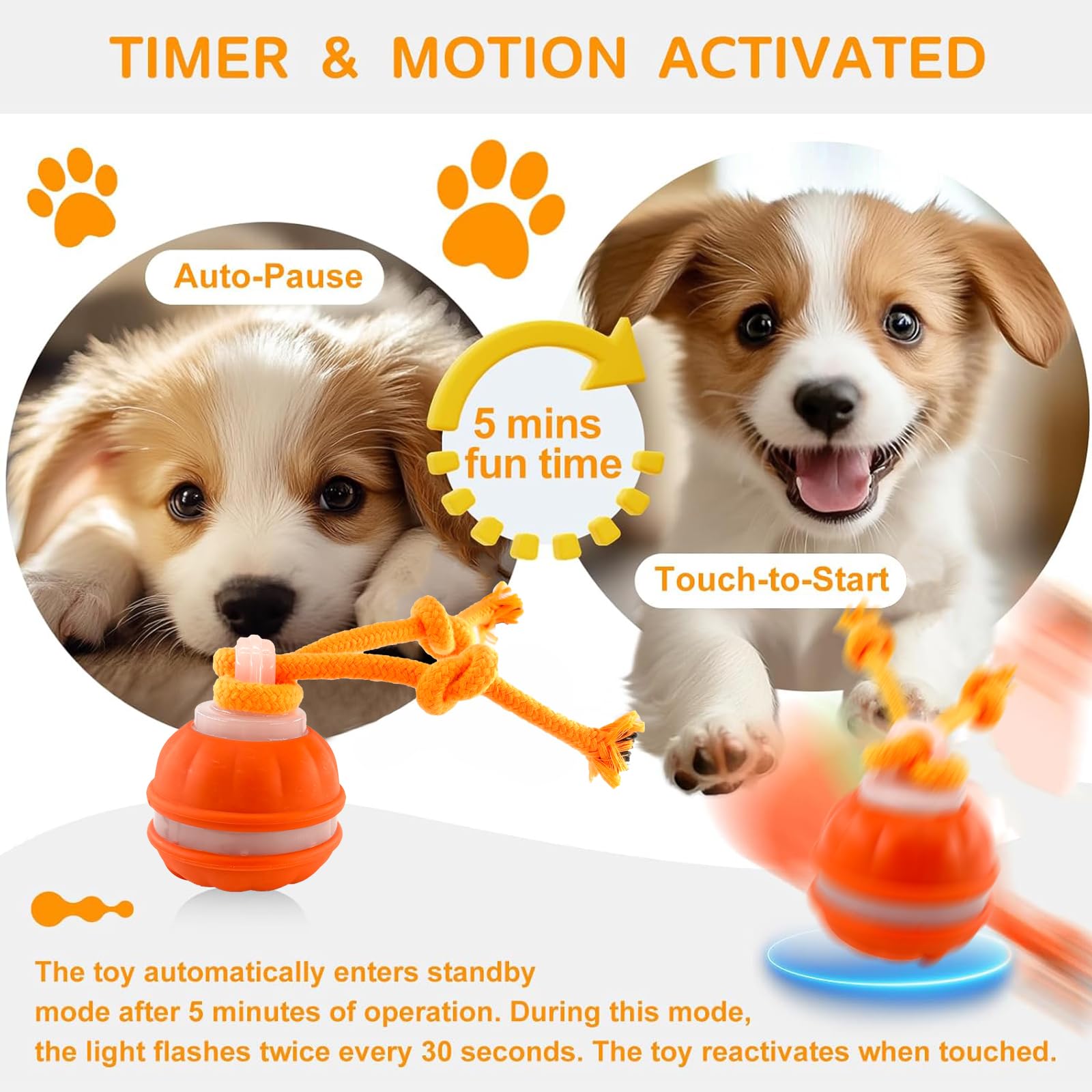thumbnail video image 2 of 2026 Newly Upgraded Interactive Smart Rolling Pet Ball, Motion Activated Balls, Usb Charging, Emits Bird Sounds For Small To Medium-Sized Dogs, 2 of 9