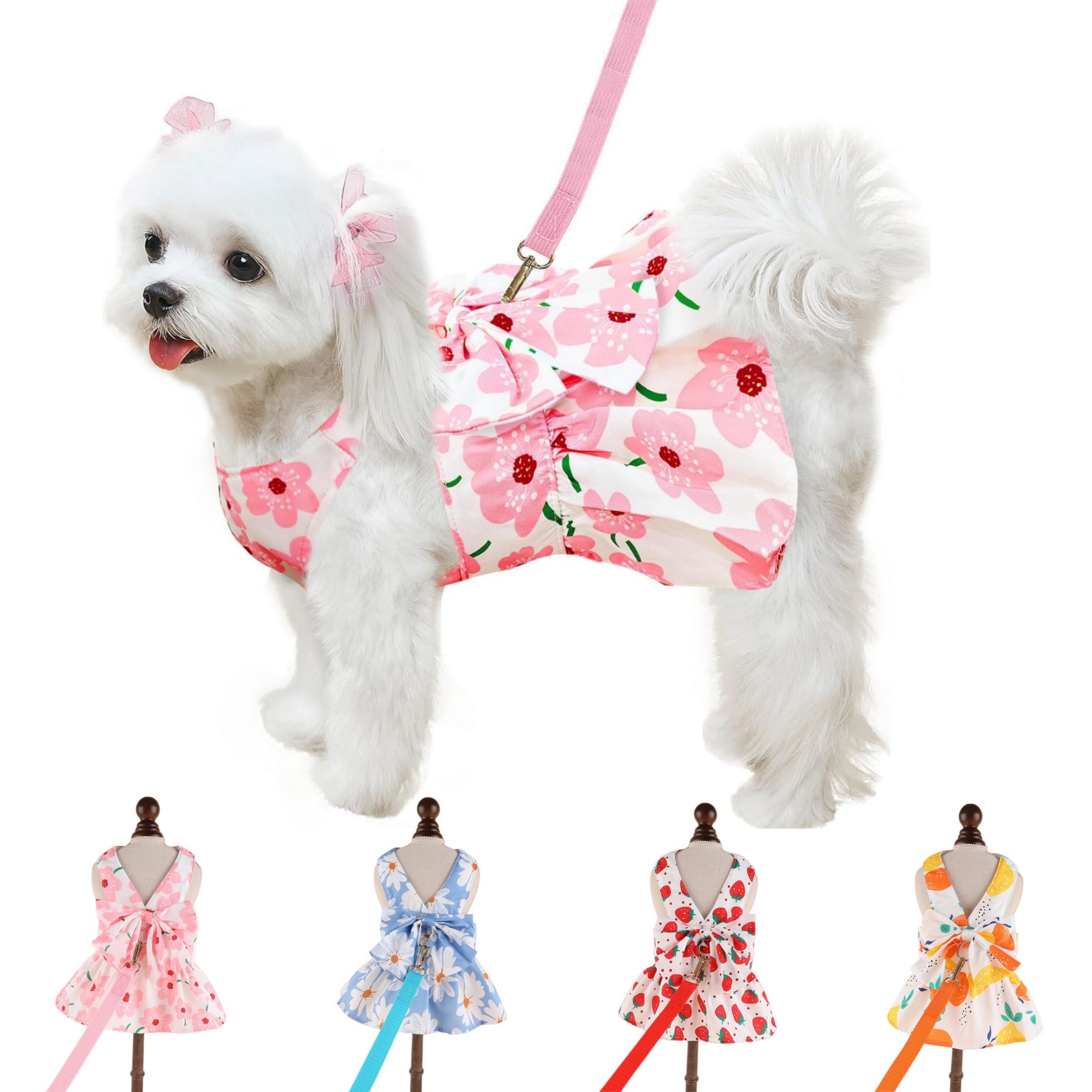 thumbnail video image 2 of Newborn Brand Dog Dress Harness With Leash Set Pet Puppy Cat Vest Clothes, 2 of 9