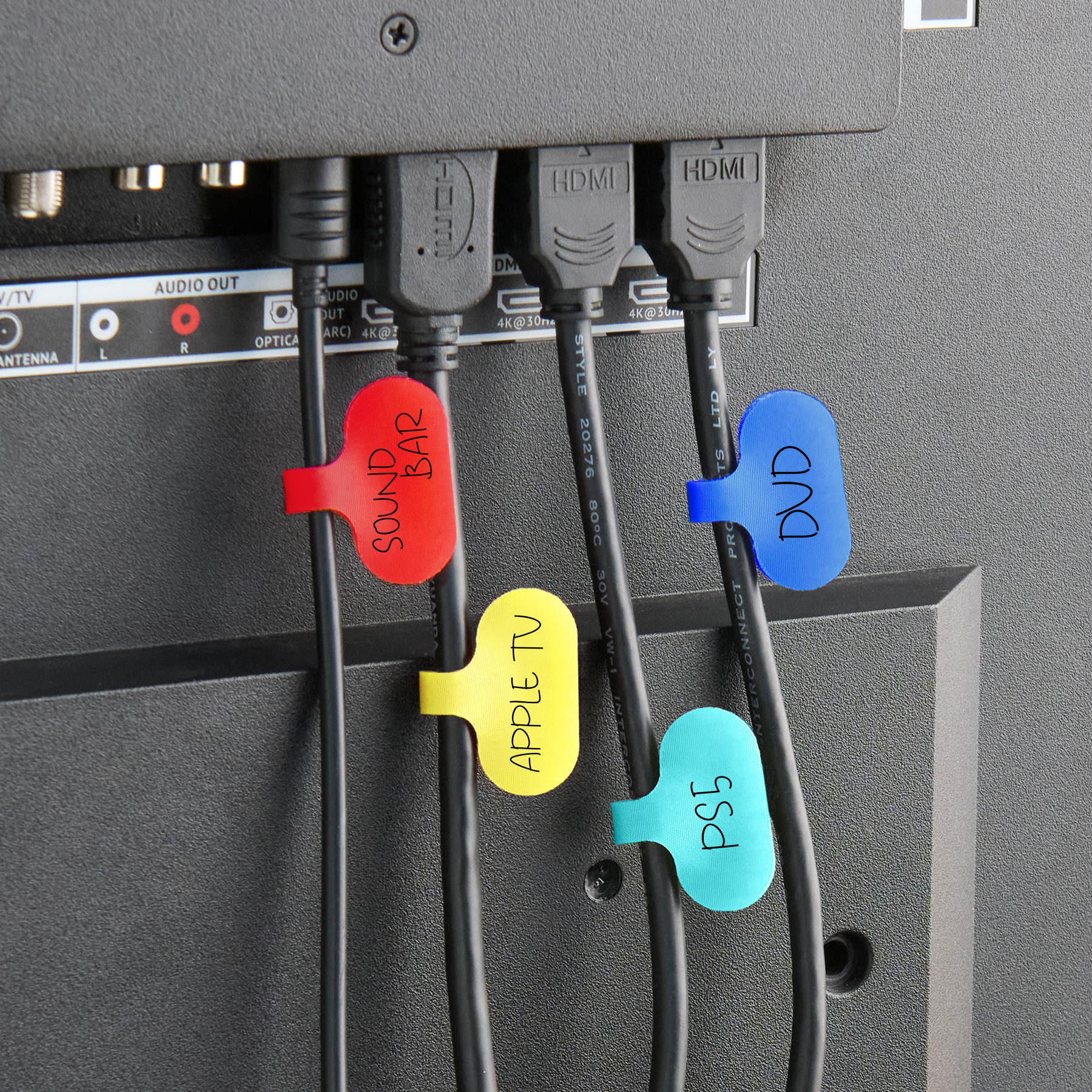 thumbnail video image 2 of Wrap-It Storage Cable Labels (48 Pack) - Write-On Cord Identification Tags, Cable Tags and Wire Labels for Cords and Electronics - Oval Multi-Color, 2 of 10
