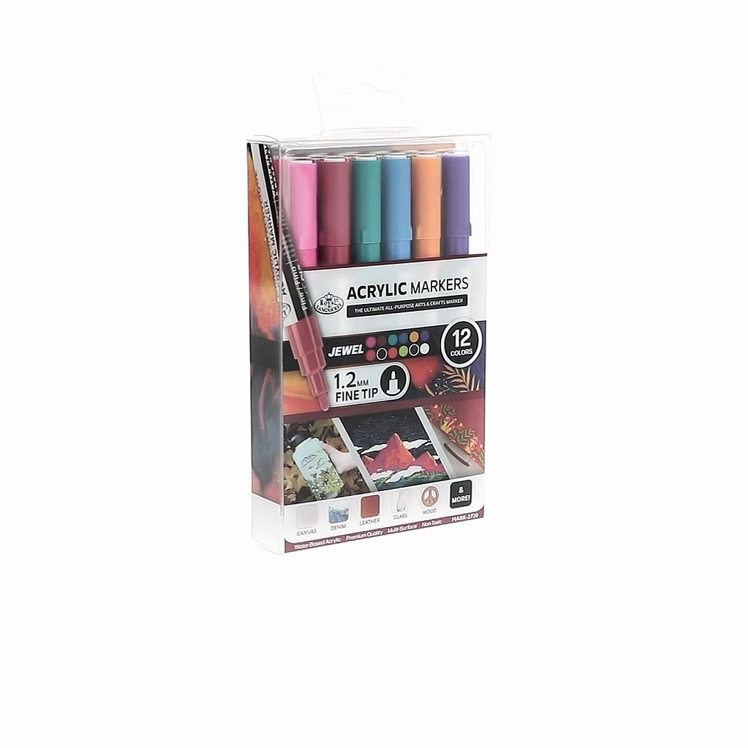 Royal & Langnickel, Acrylic Markers, 12 Piece, 1.2 mm Jewel Colors
