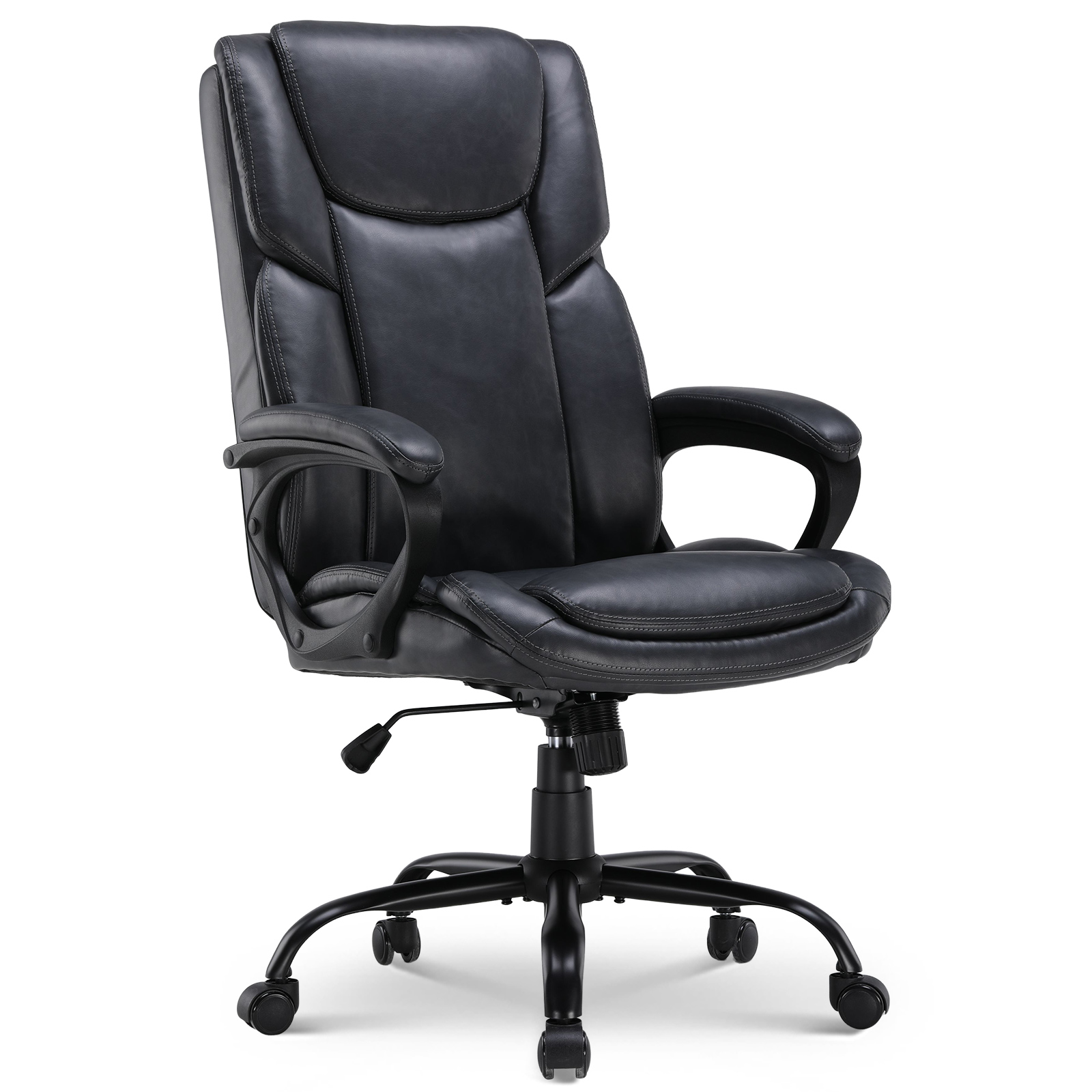 thumbnail video image 2 of Mainstays Executive Ergonomic High Back Leather Home Office Desk Chair, Gray, 2 of 14