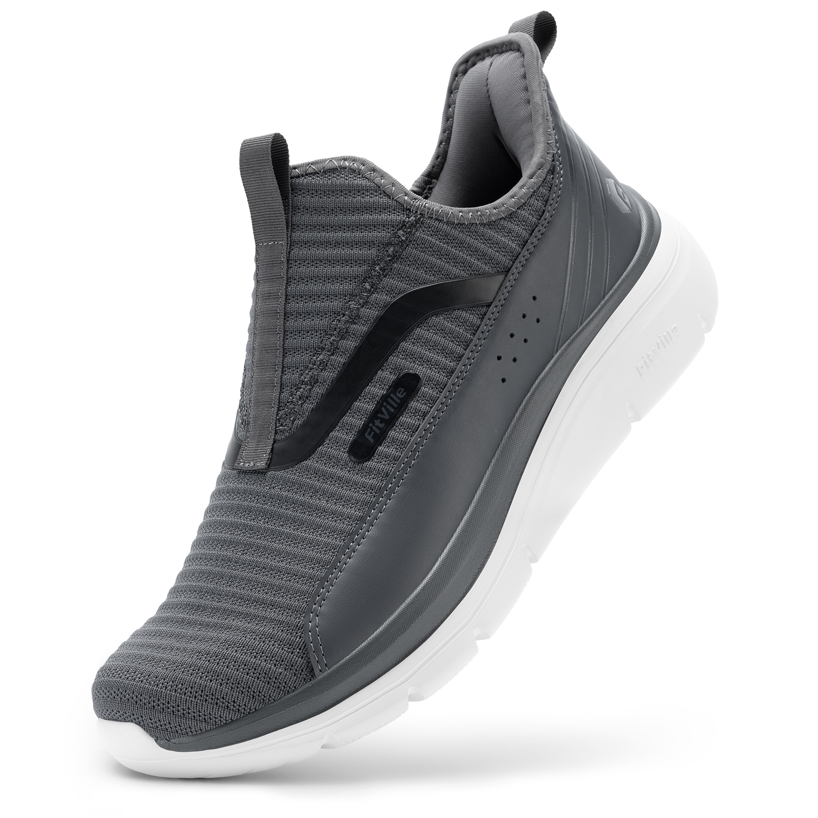 FitVille Extra Wide Mens Slip on Walking Shoes with Arch Support