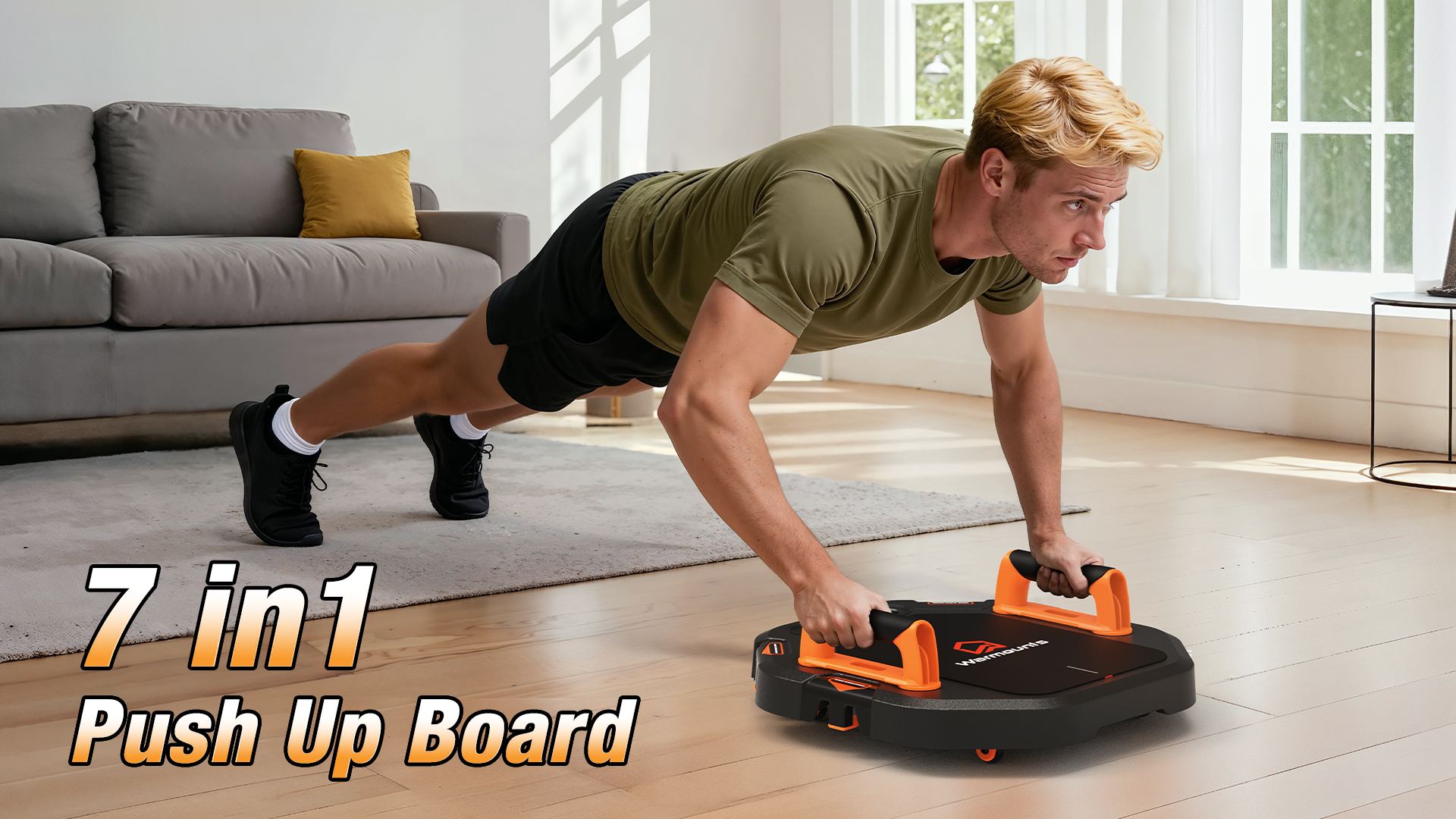 thumbnail video image 2 of Warmounts 7-in-1 Adjustable Push up Board with Resistance Bands & Door Anchor - Full Body Workout, Safe & Space-Saving Home Gym Equipment for Men, 2 of 9