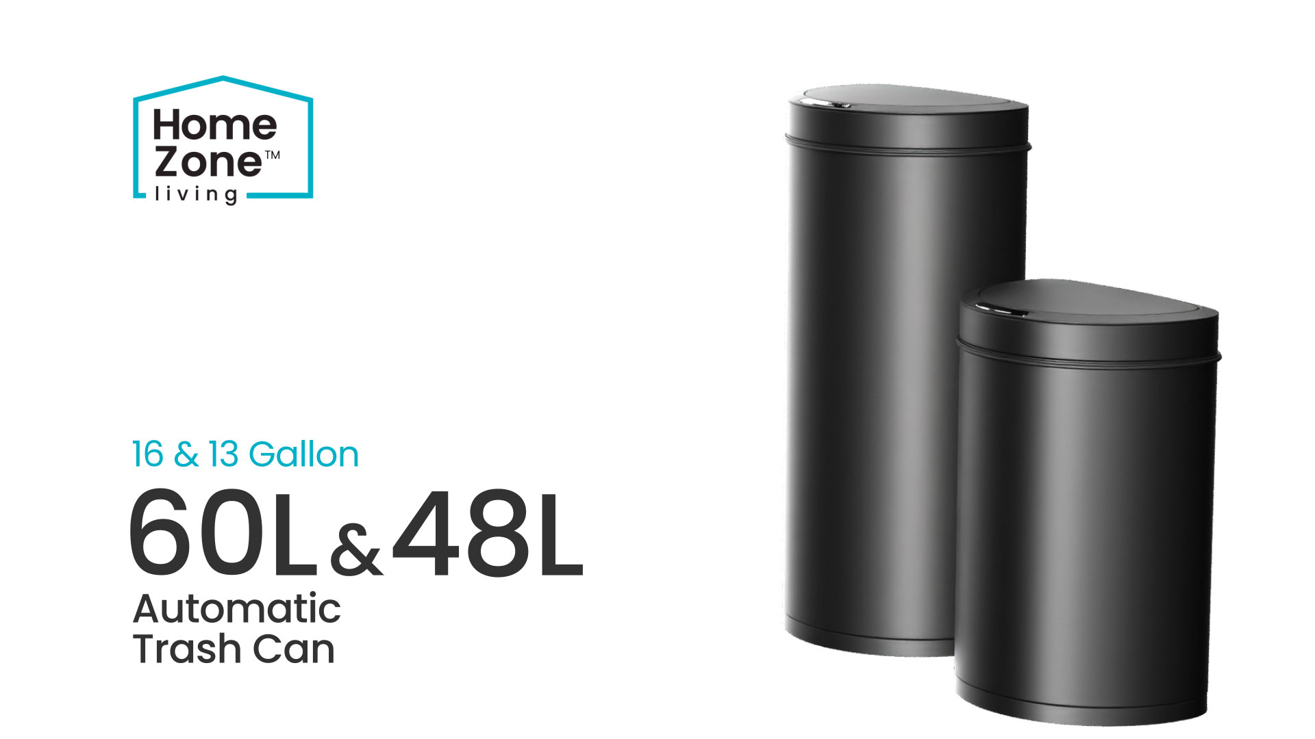 thumbnail video image 2 of Home Zone Living 16 gal Automatic Trash Can with Motion Sensor, Black, 2 of 8