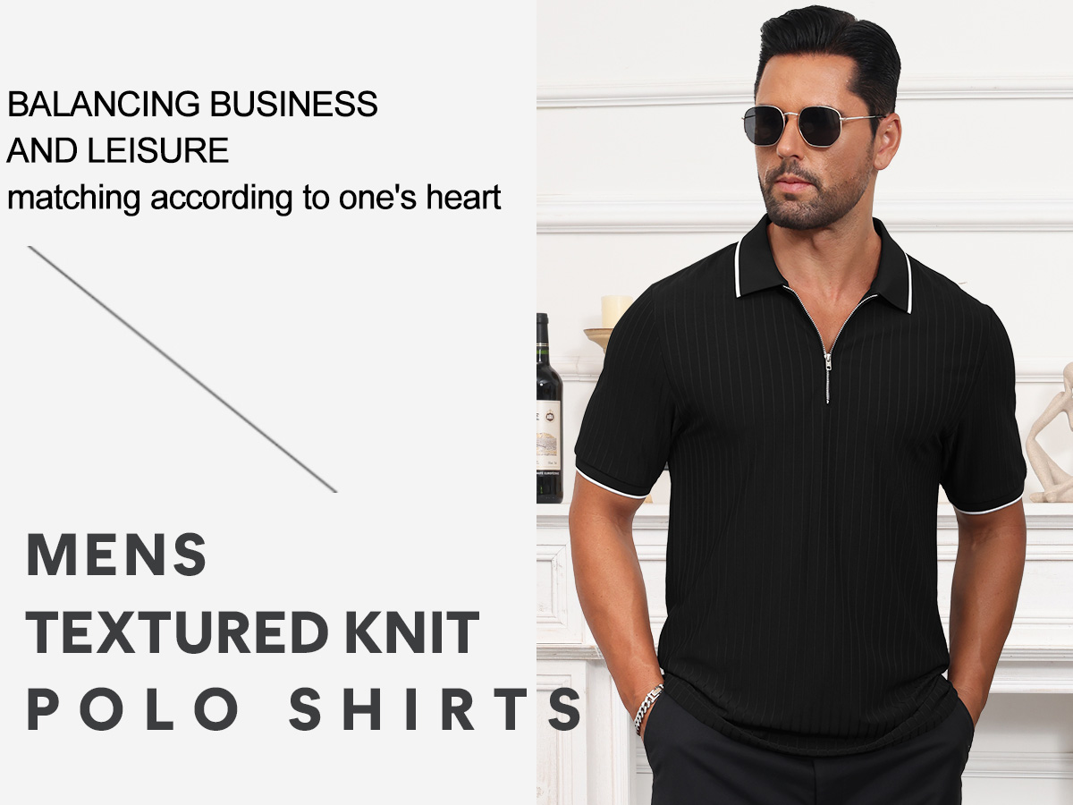 thumbnail video image 2 of QPNGRP Men's Zipper Polo Shirts Short Sleeve Moisture Wicking Dry Fit Striped Casual Golf Shirts for Men White 2XL, 2 of 6